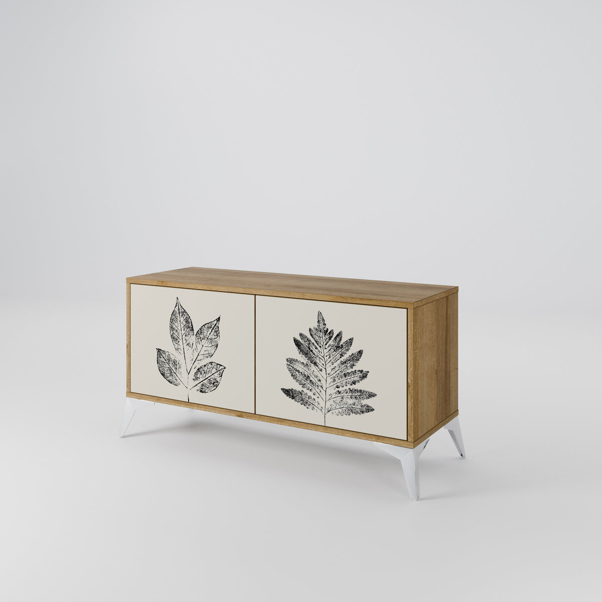 LEAFY STAMPS Kompakt TV-bänk med 2 dörrar