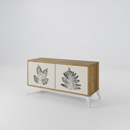 LEAFY STAMPS Kompakt TV-bänk med 2 dörrar