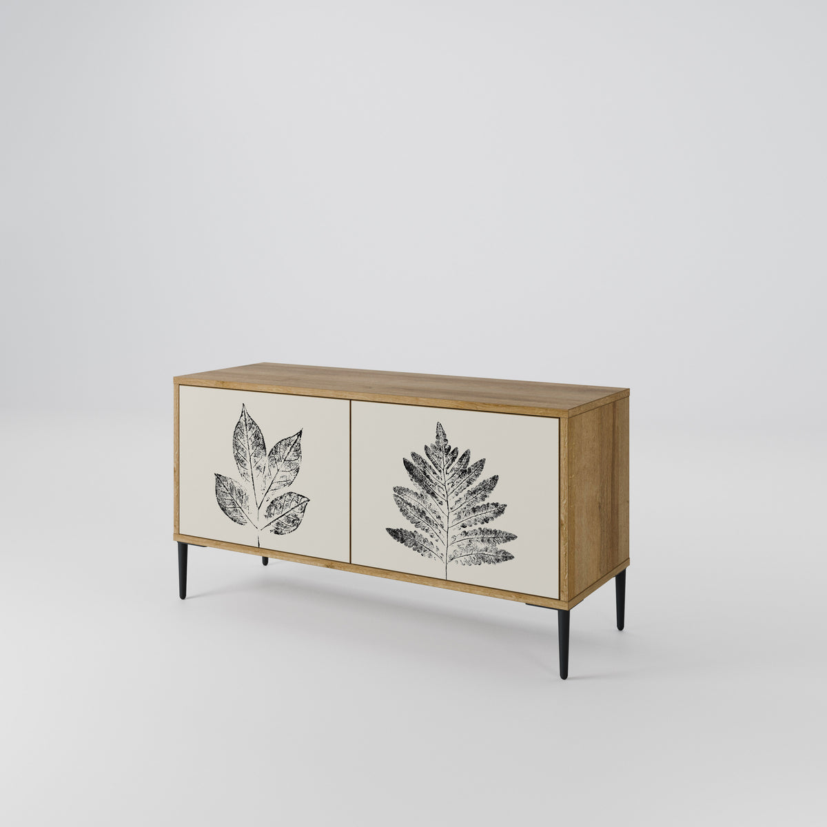 LEAFY STAMPS Kompakt TV-bänk med 2 dörrar