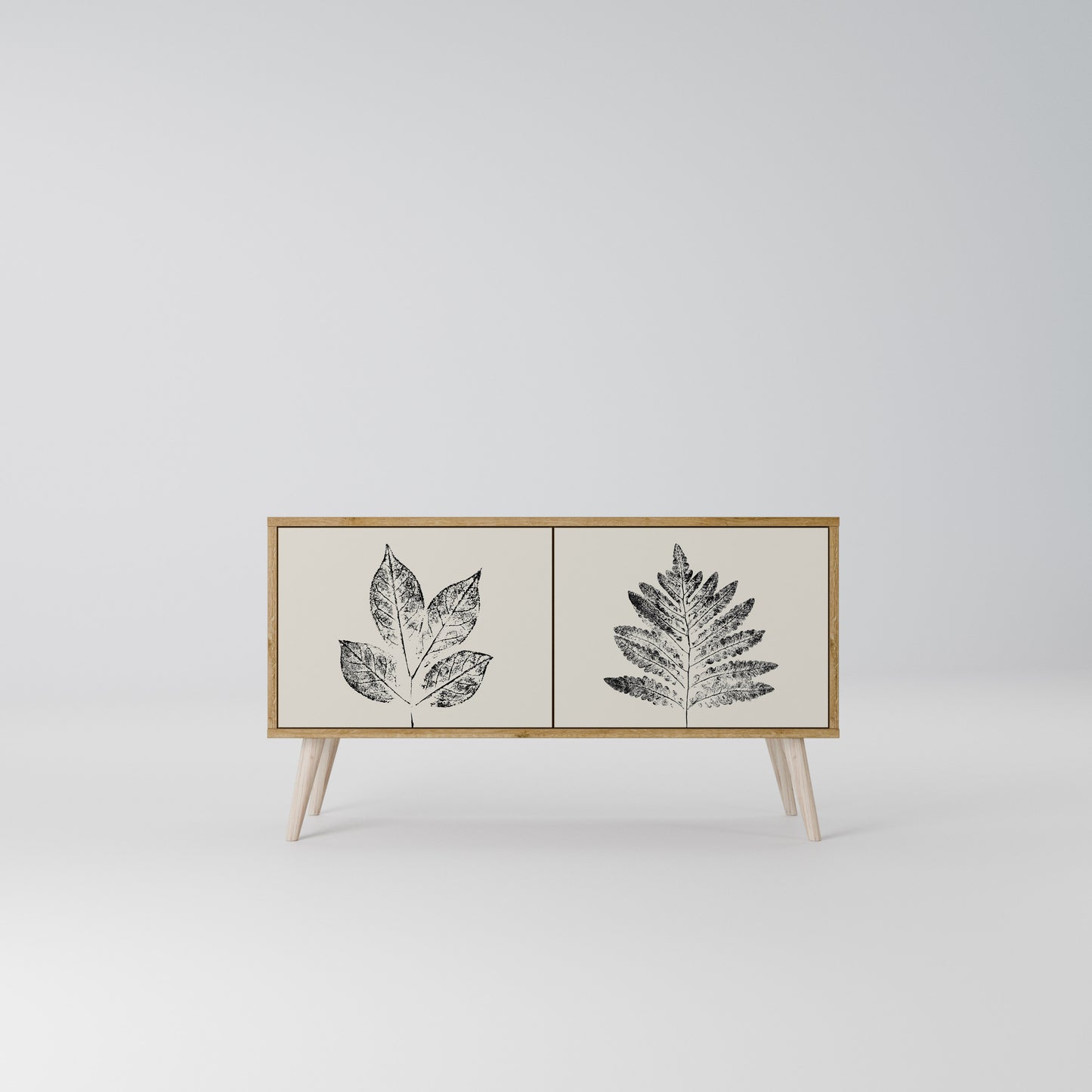 LEAFY STAMPS Kompakt TV-bänk med 2 dörrar