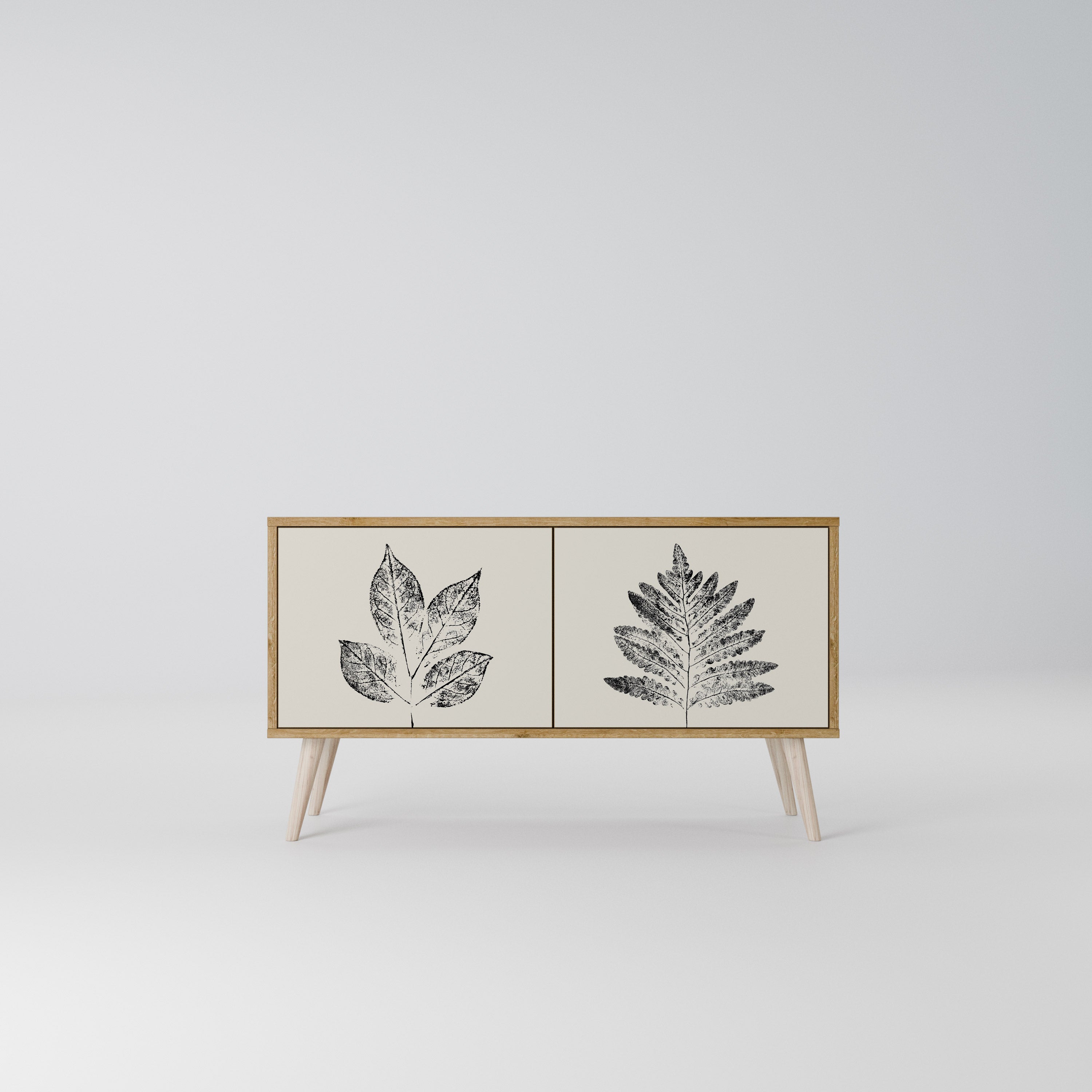 LEAFY STAMPS Kompakt TV-bänk med 2 dörrar