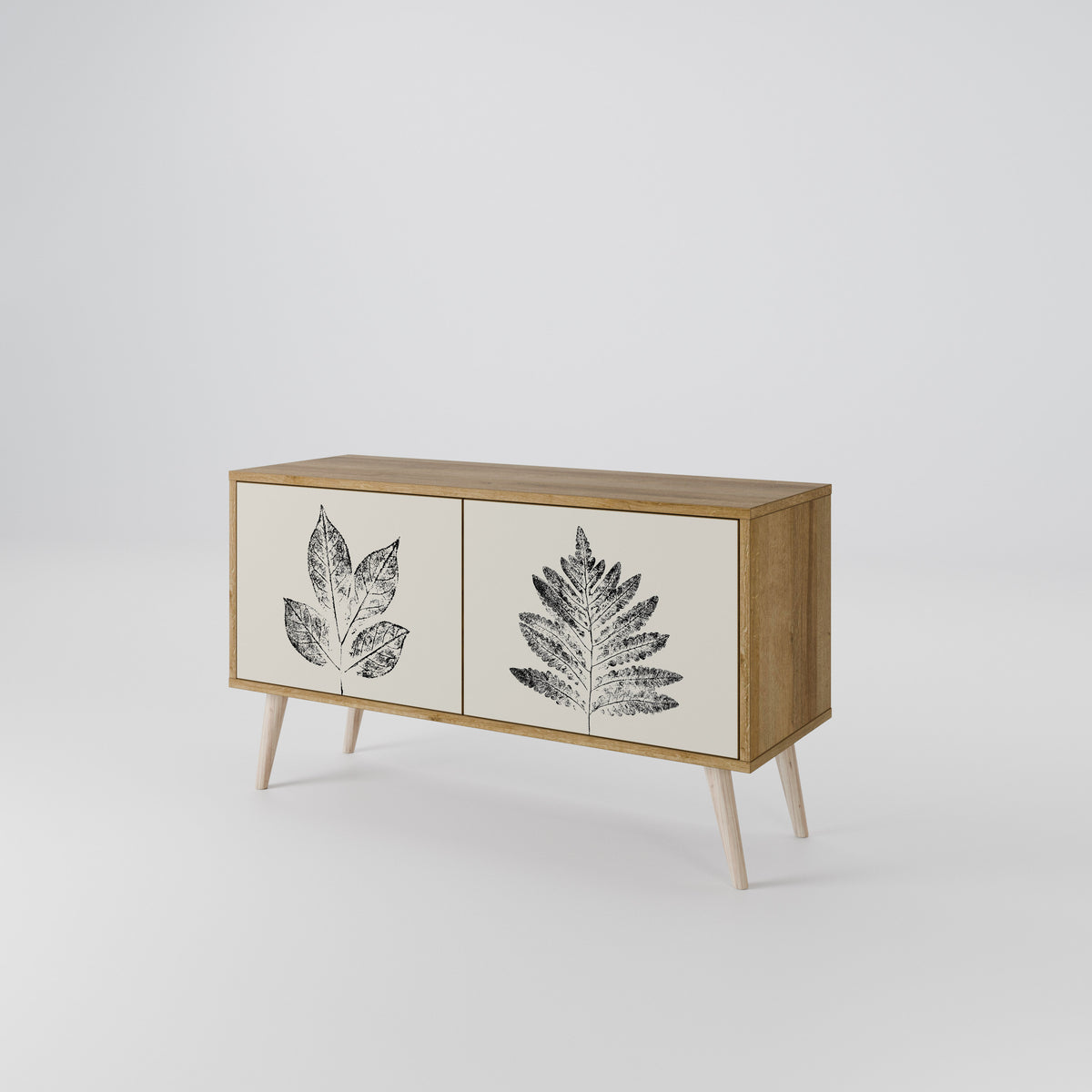 LEAFY STAMPS Kompakt TV-bänk med 2 dörrar