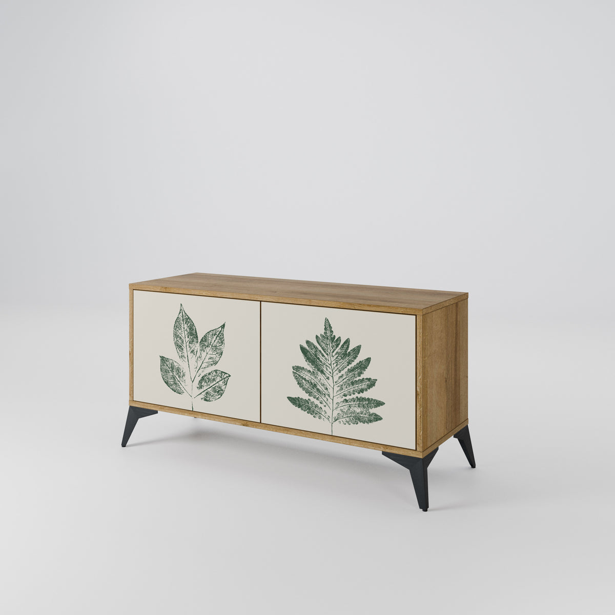 GREEN LEAFY STAMPS Kompakt TV-bänk med 2 dörrar