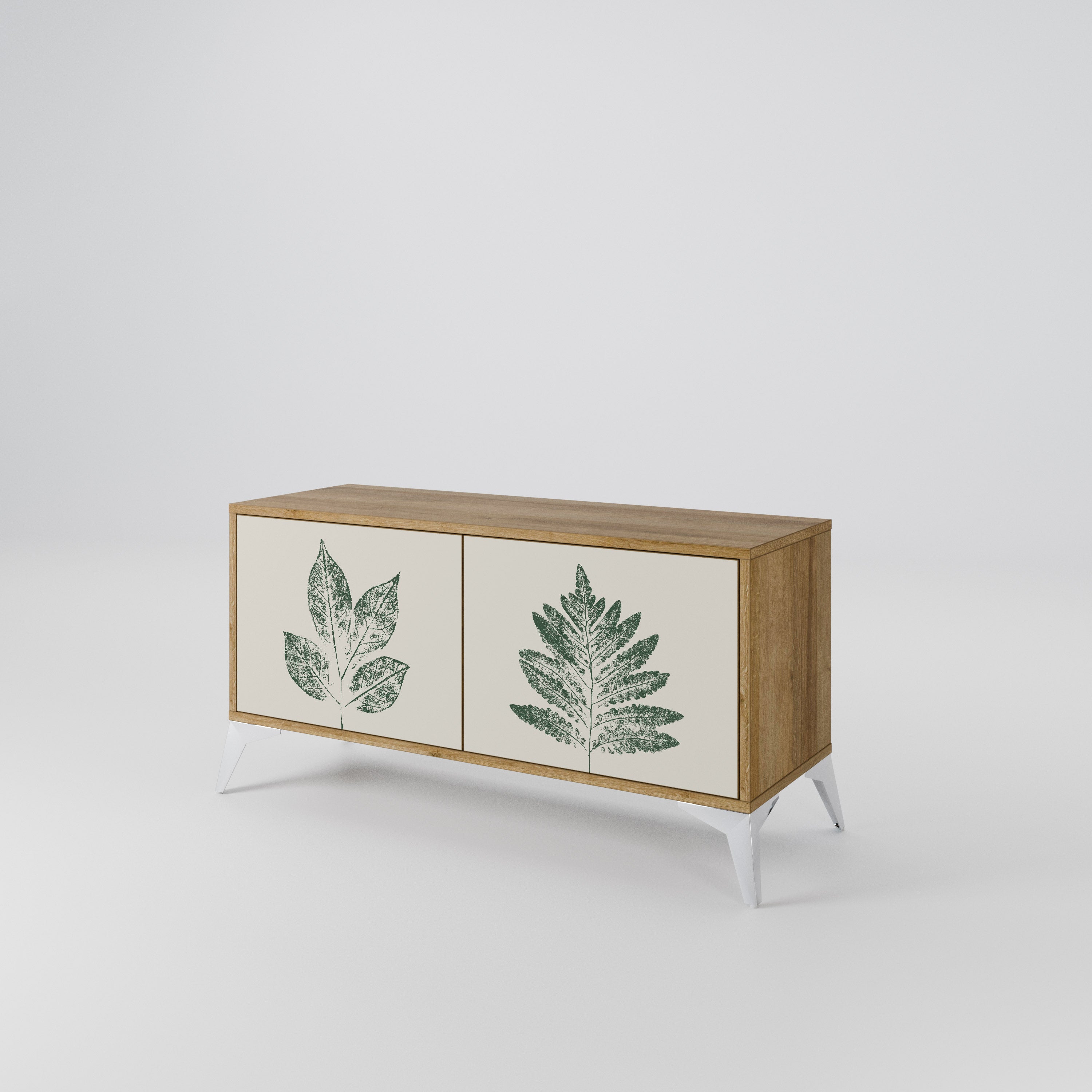 GREEN LEAFY STAMPS Compact 2-Door TV Cabinet