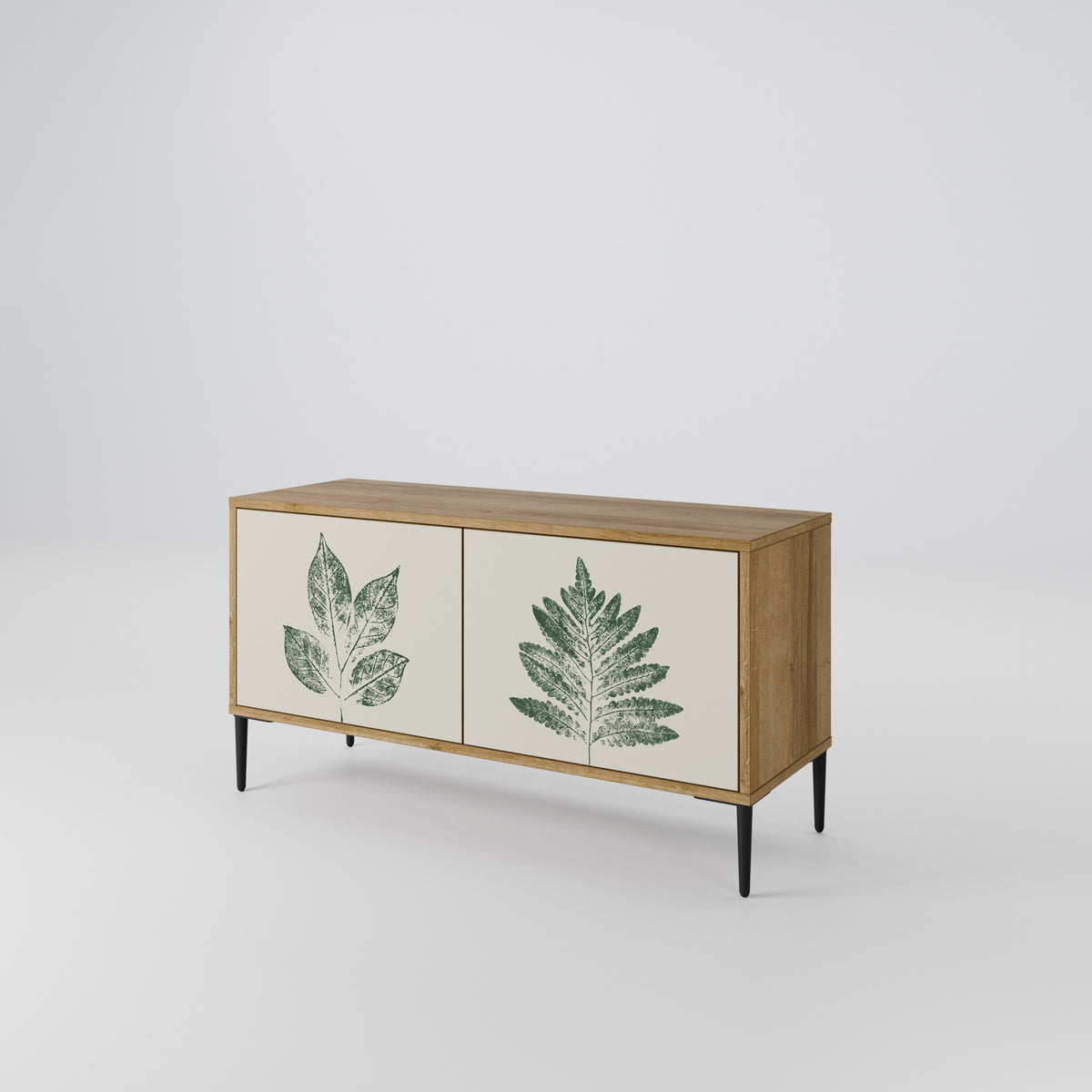 GREEN LEAFY STAMPS Kompakt TV-bänk med 2 dörrar