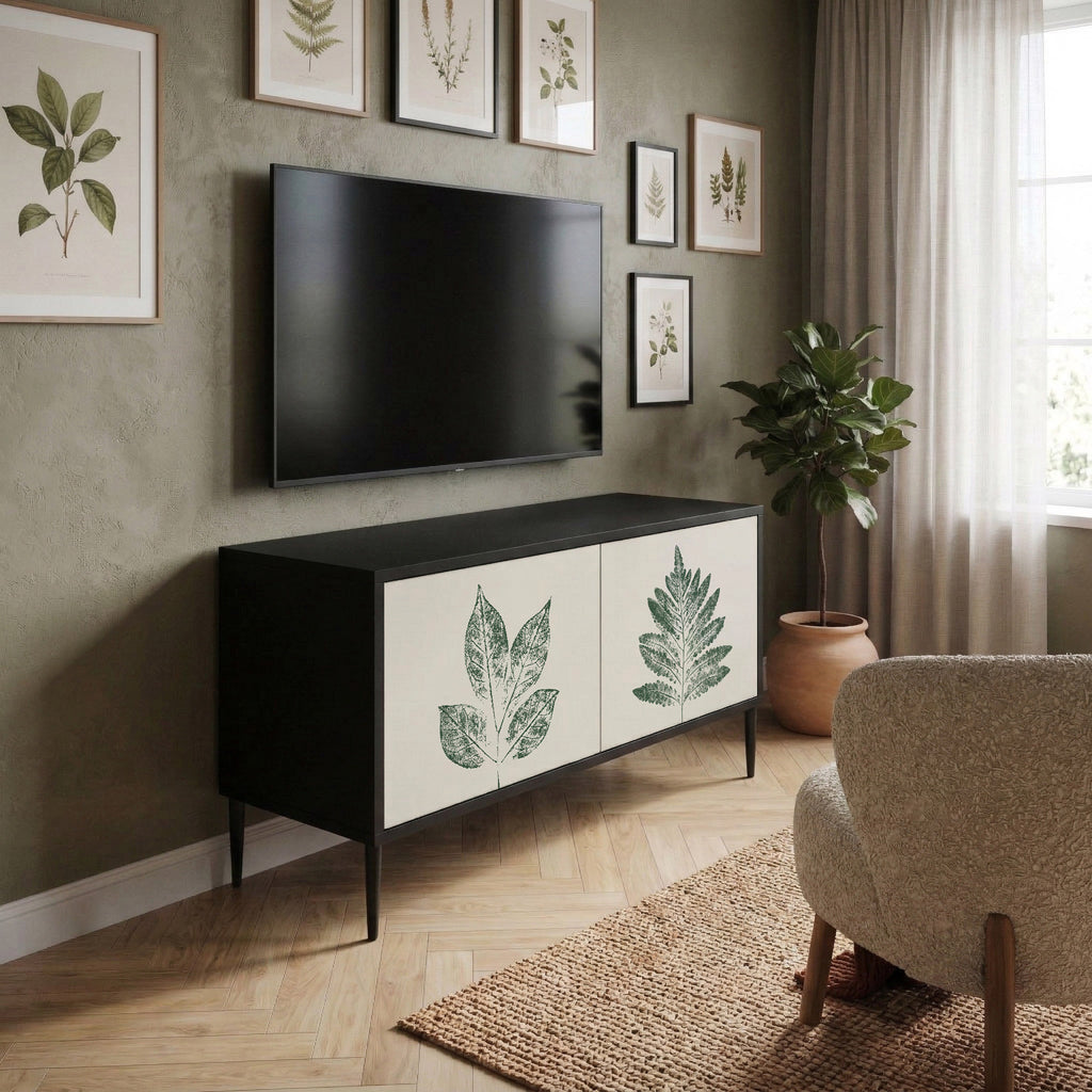 GREEN LEAFY STAMPS Compact 2-Door TV Cabinet