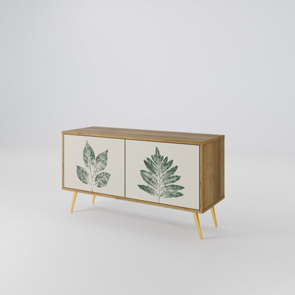 GREEN LEAFY STAMPS Kompakt TV-bänk med 2 dörrar