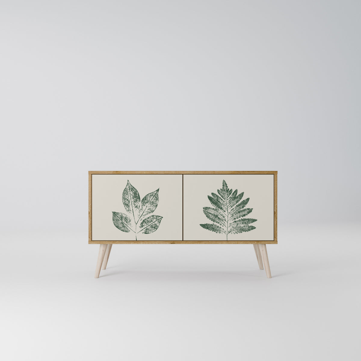 GREEN LEAFY STAMPS Kompakt TV-bänk med 2 dörrar