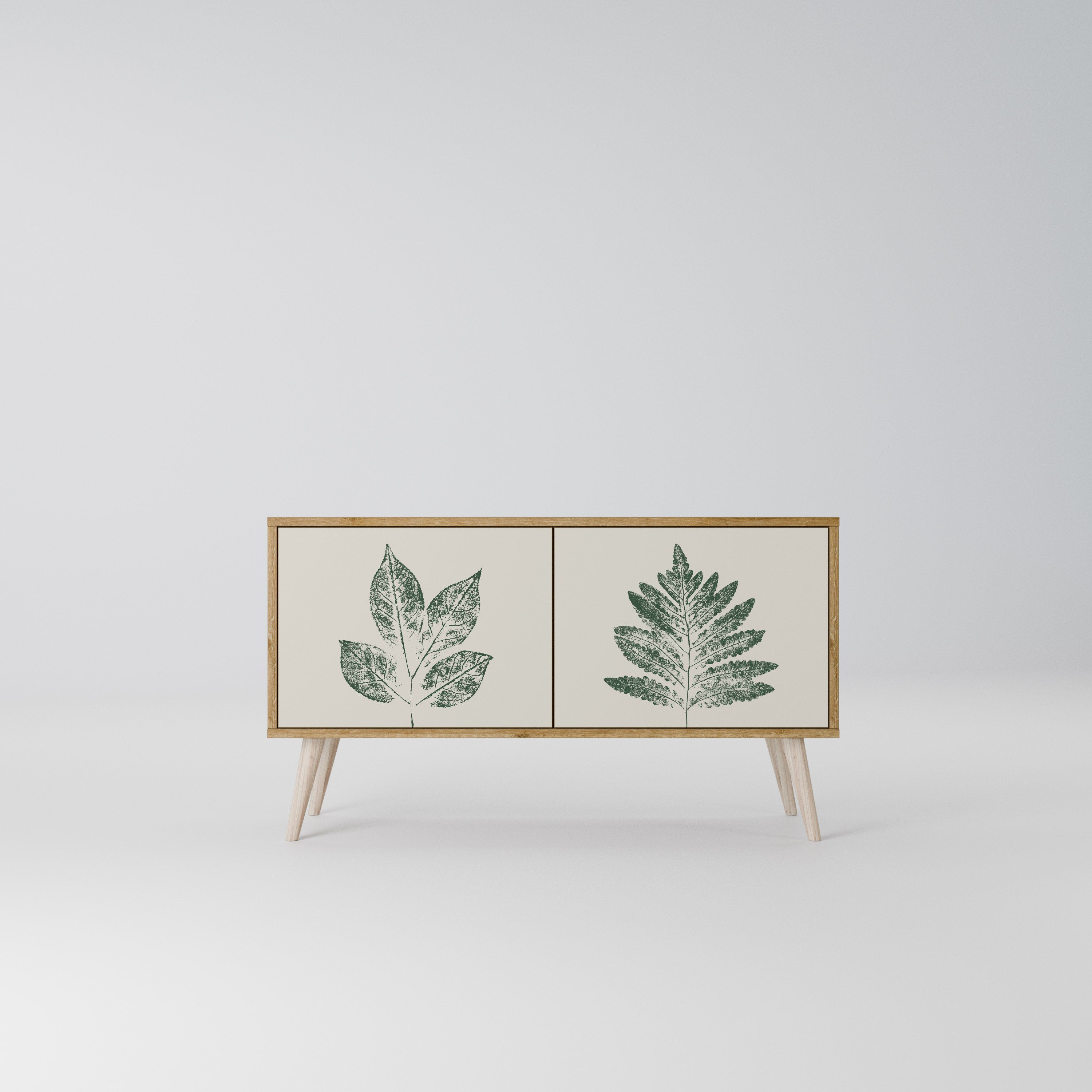 GREEN LEAFY STAMPS Compact 2-Door TV Cabinet
