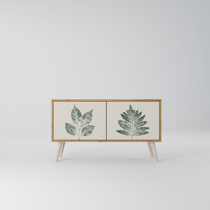 GREEN LEAFY STAMPS Kompakt TV-bänk med 2 dörrar