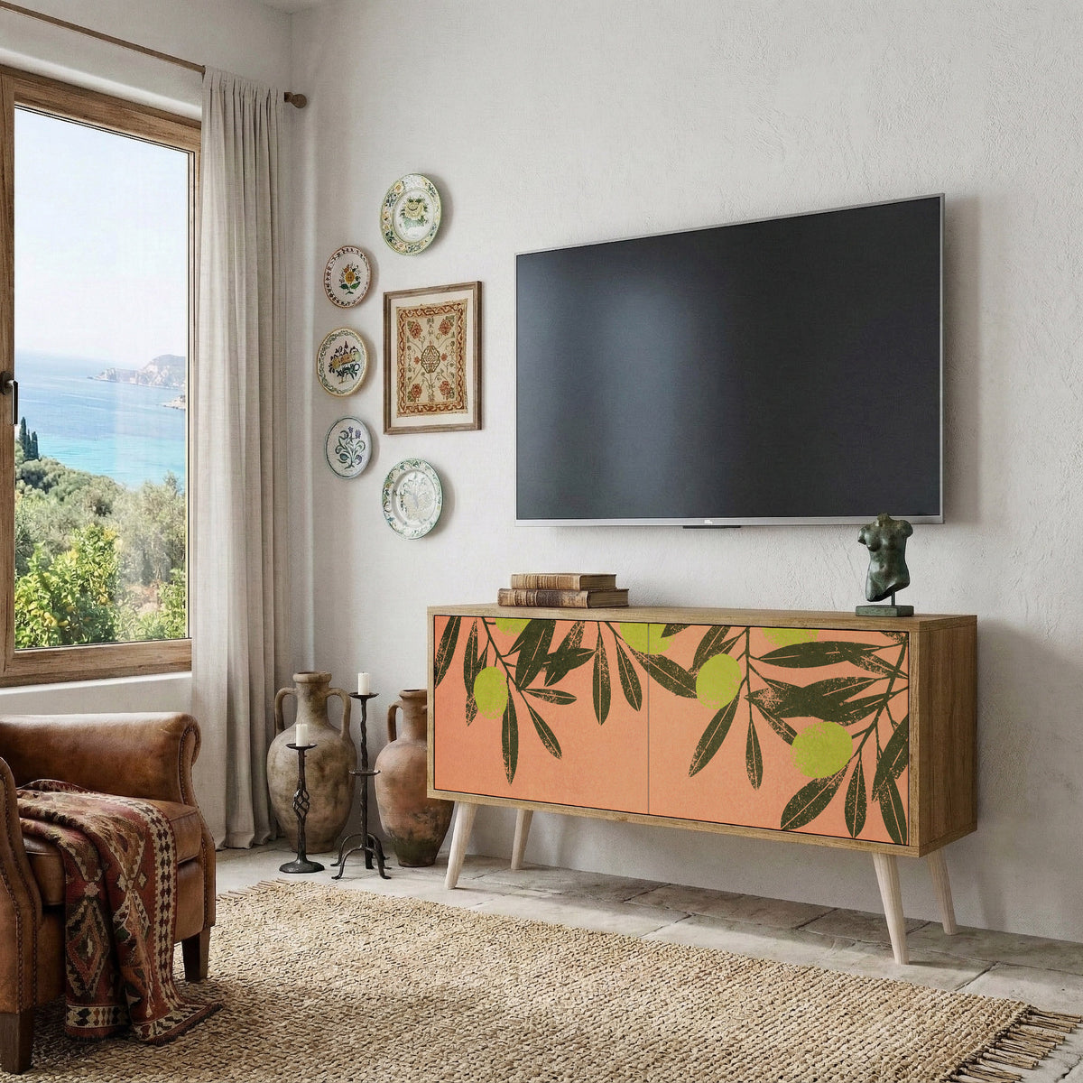 JUICY OLIVES Kompakt TV-bänk med 2 dörrar