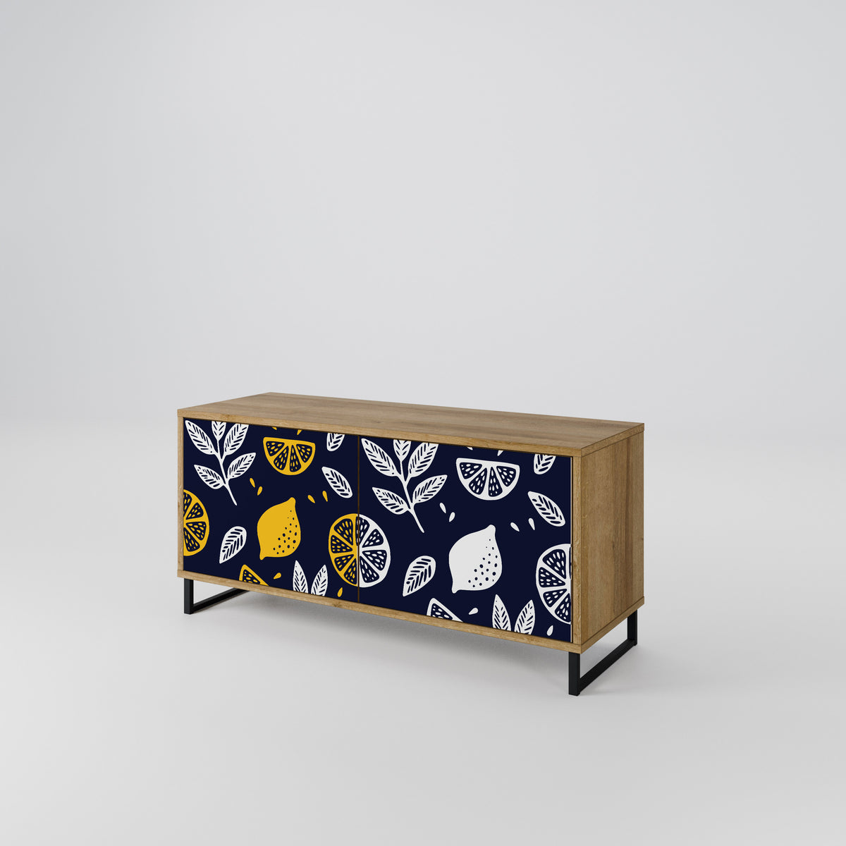 CITRUS BLACK AND WHITE Kompakt TV-bänk med 2 dörrar