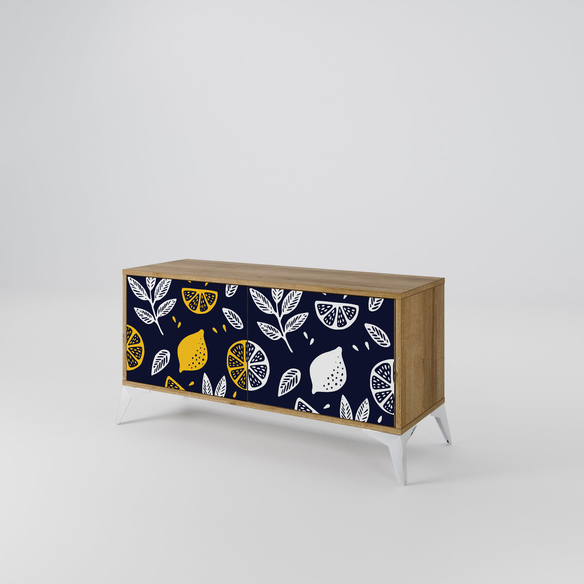 CITRUS BLACK AND WHITE Kompakt TV-bänk med 2 dörrar