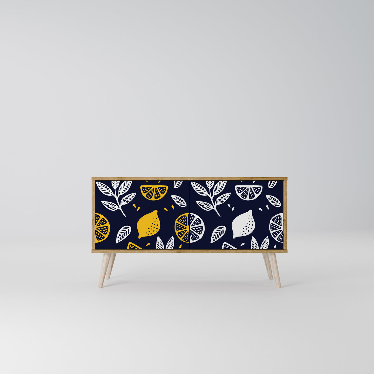 CITRUS BLACK AND WHITE Kompakt TV-bänk med 2 dörrar