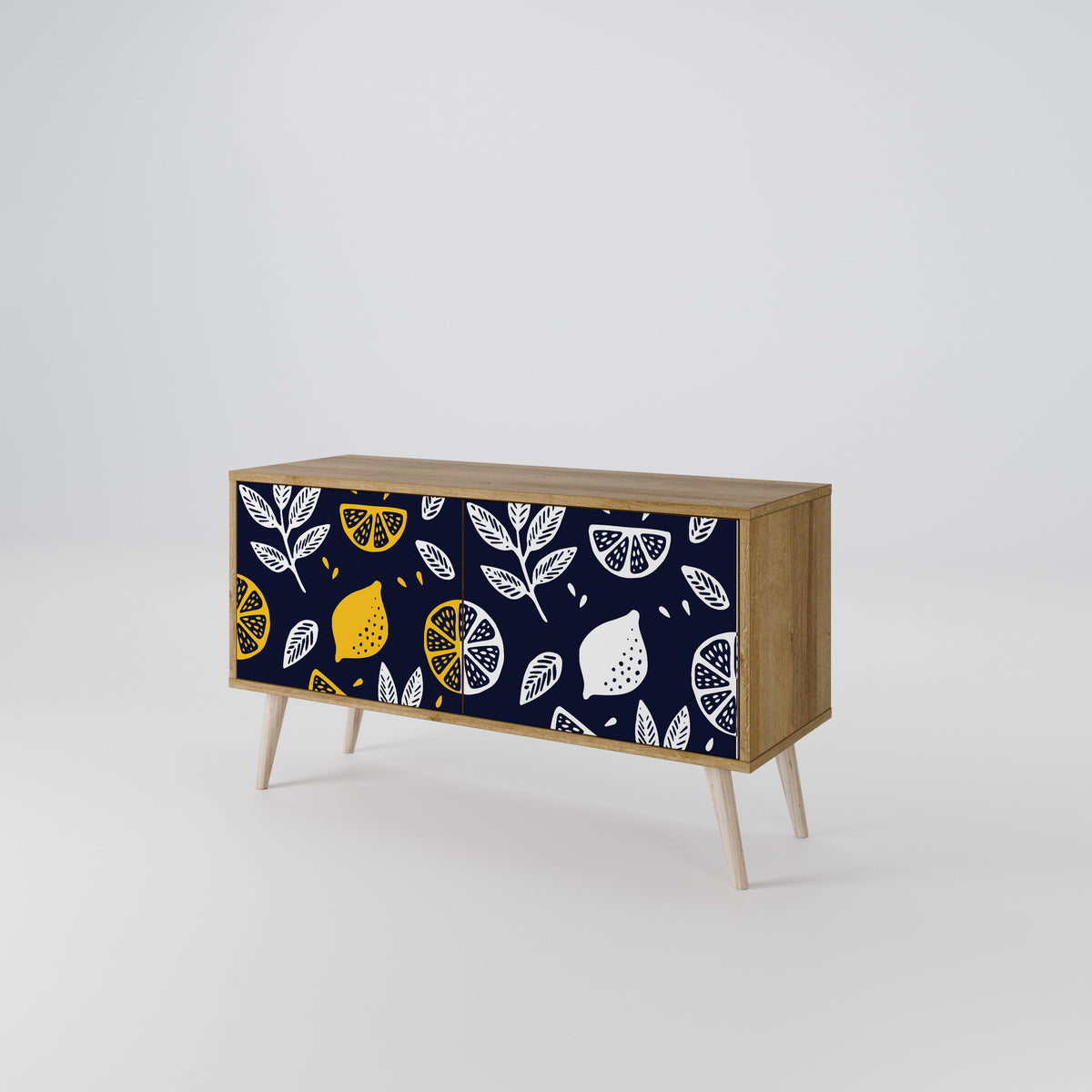 CITRUS BLACK AND WHITE Kompakt TV-bänk med 2 dörrar