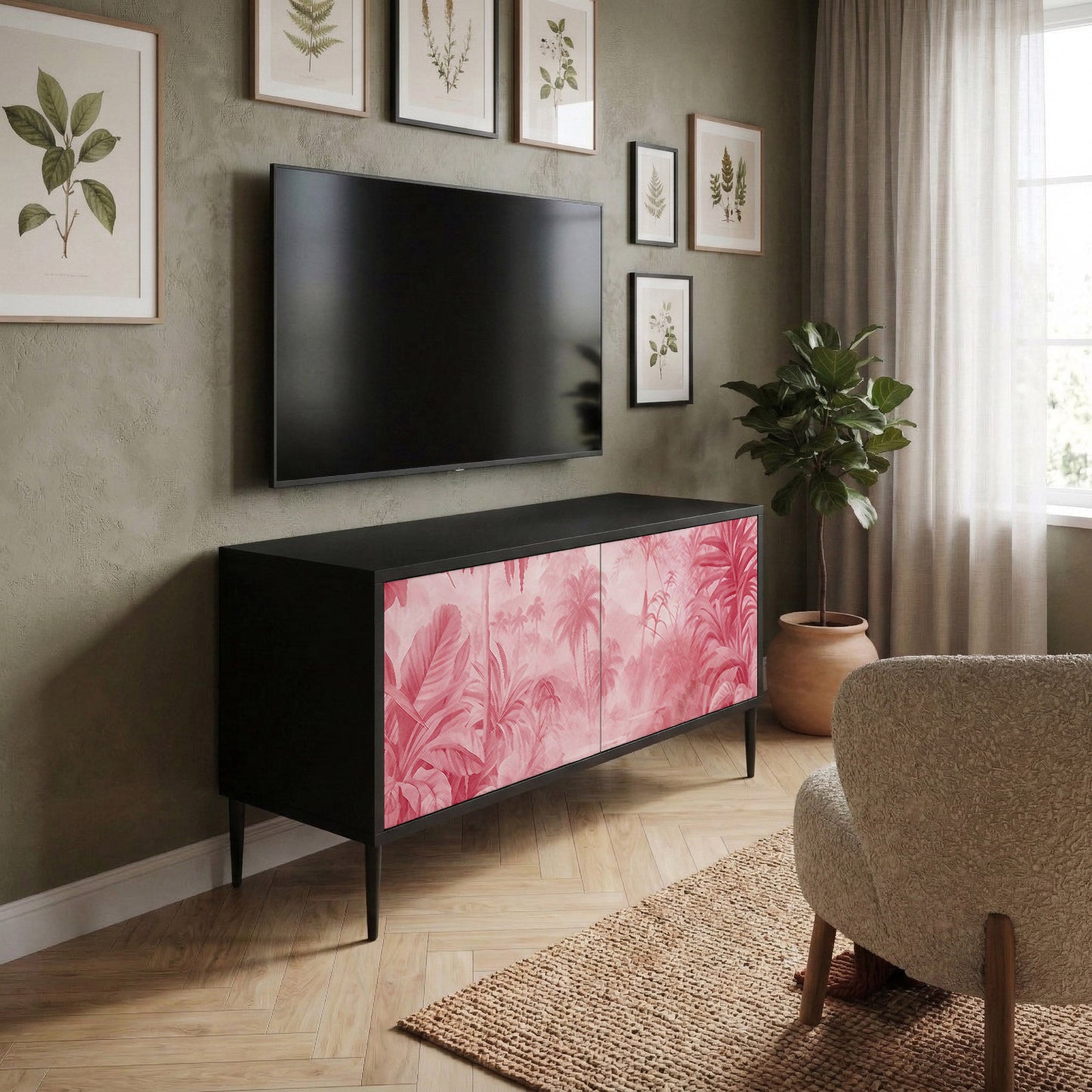 SWEET TROPICS Kompakt TV-bänk med 2 dörrar