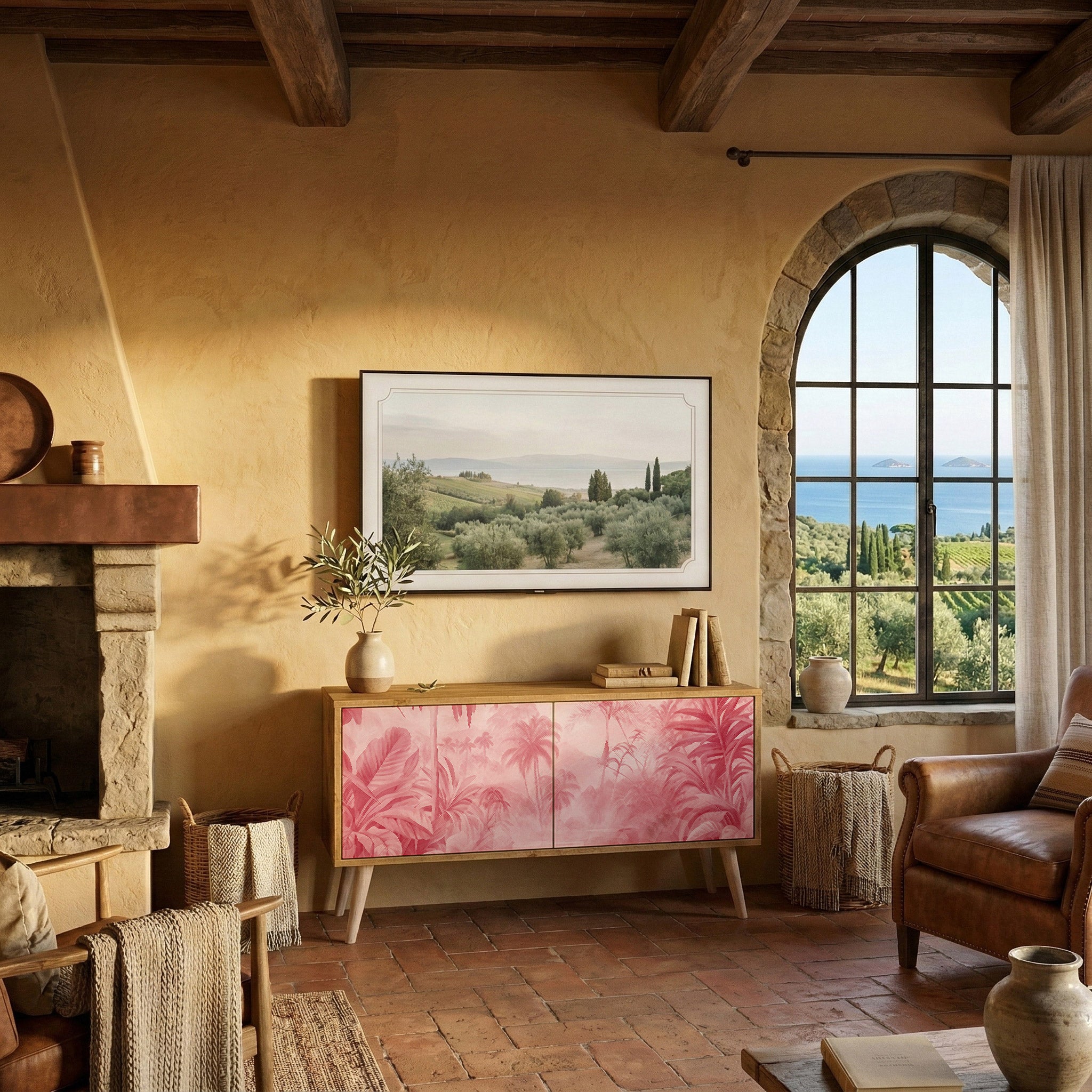 SWEET TROPICS Kompakt TV-bänk med 2 dörrar