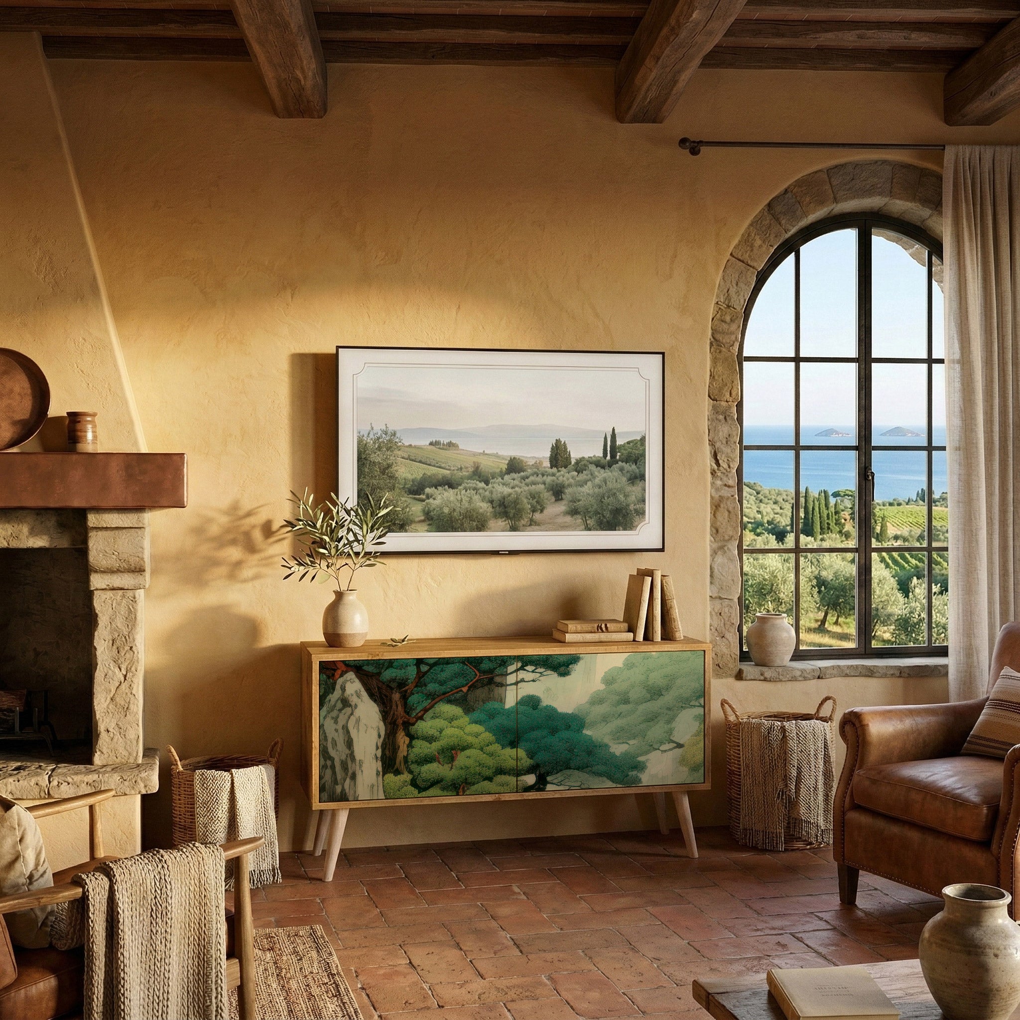 VERDURE ABYSS Kompakt TV-bänk med 2 dörrar