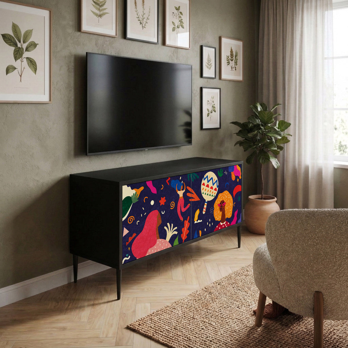 FESTIVE PLEASURES Kompakt TV-bänk med 2 dörrar