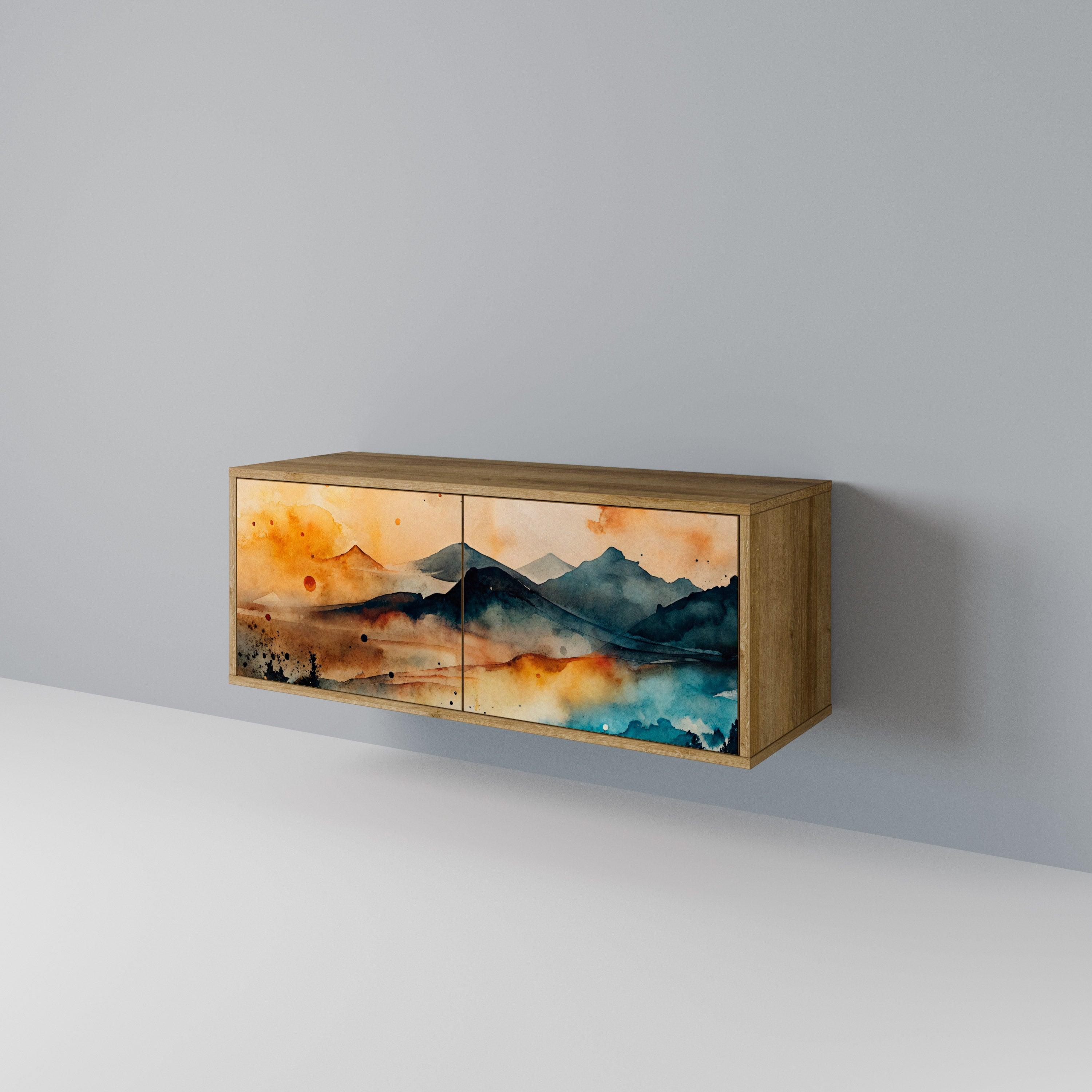 OMINOUS MOUNTAINS Kompakt TV-bänk med 2 dörrar