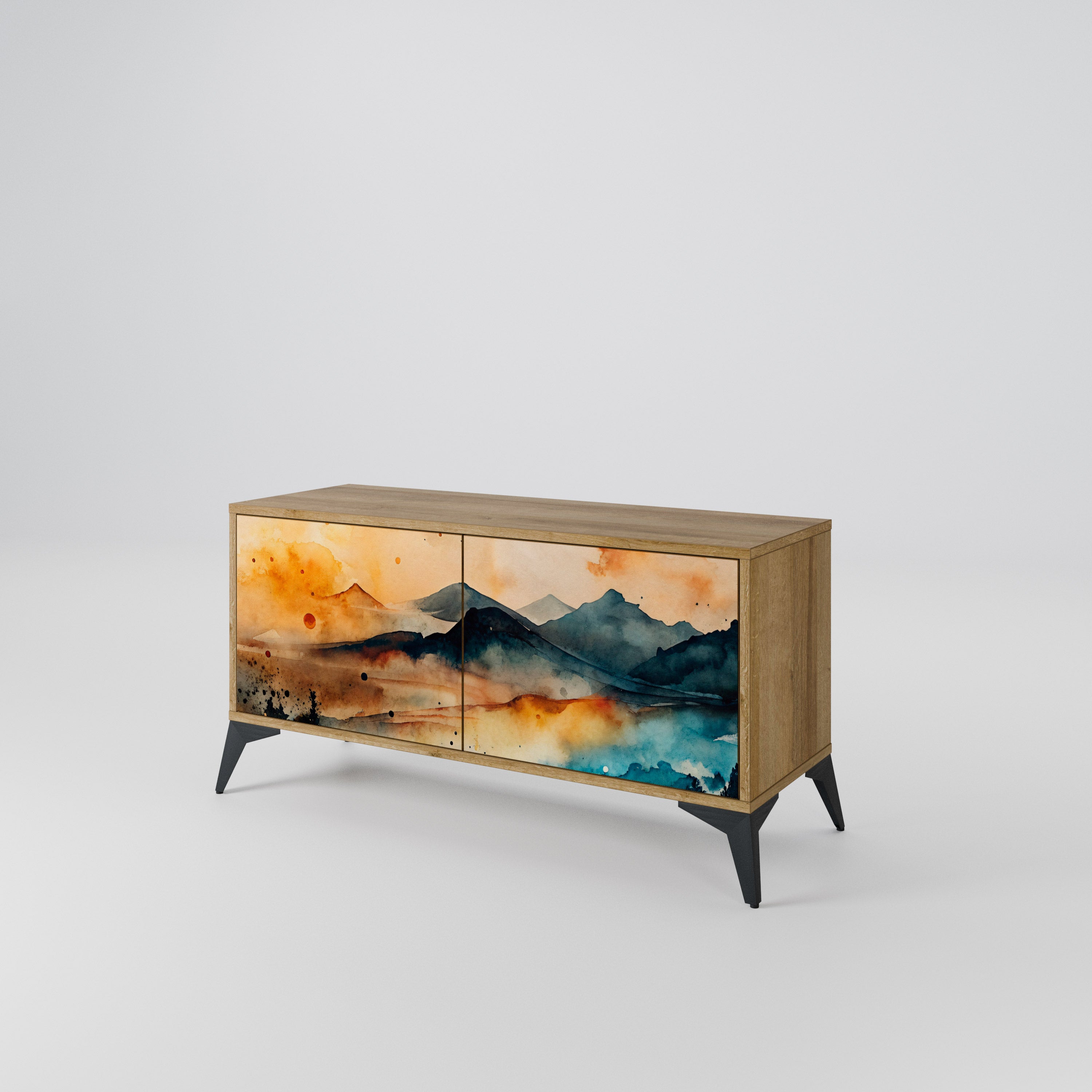 OMINOUS MOUNTAINS Kompakt TV-bänk med 2 dörrar