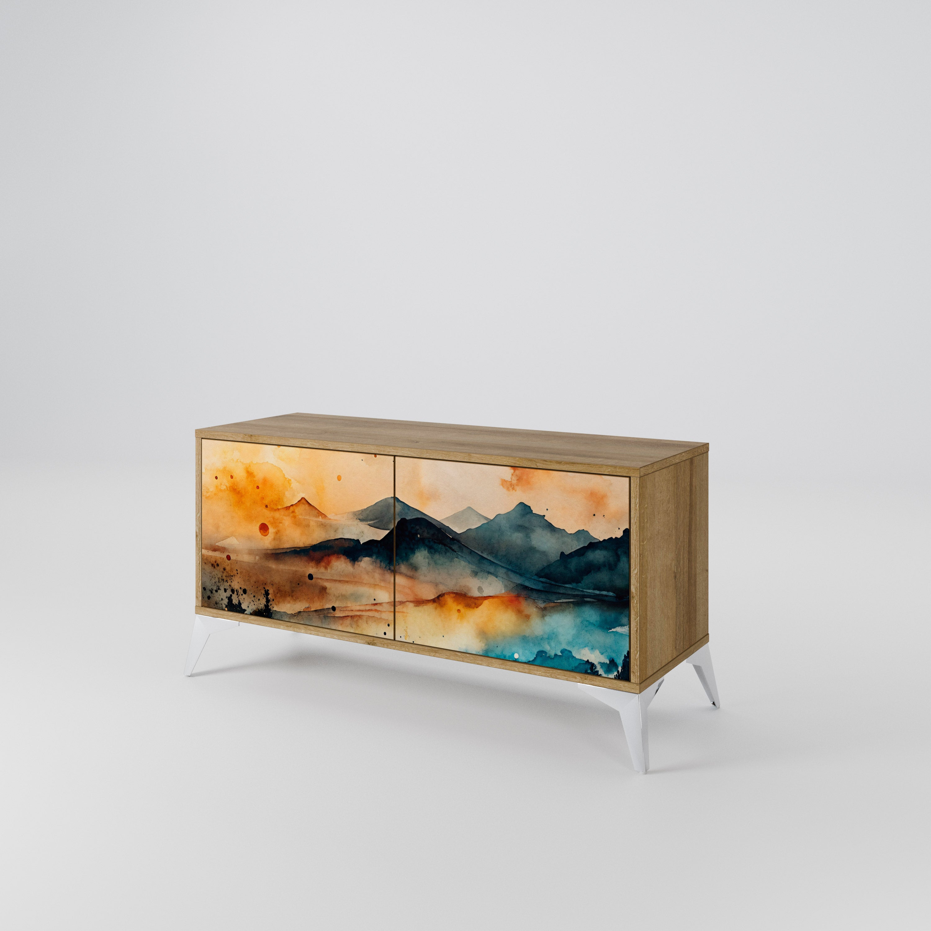 OMINOUS MOUNTAINS Kompakt TV-bänk med 2 dörrar