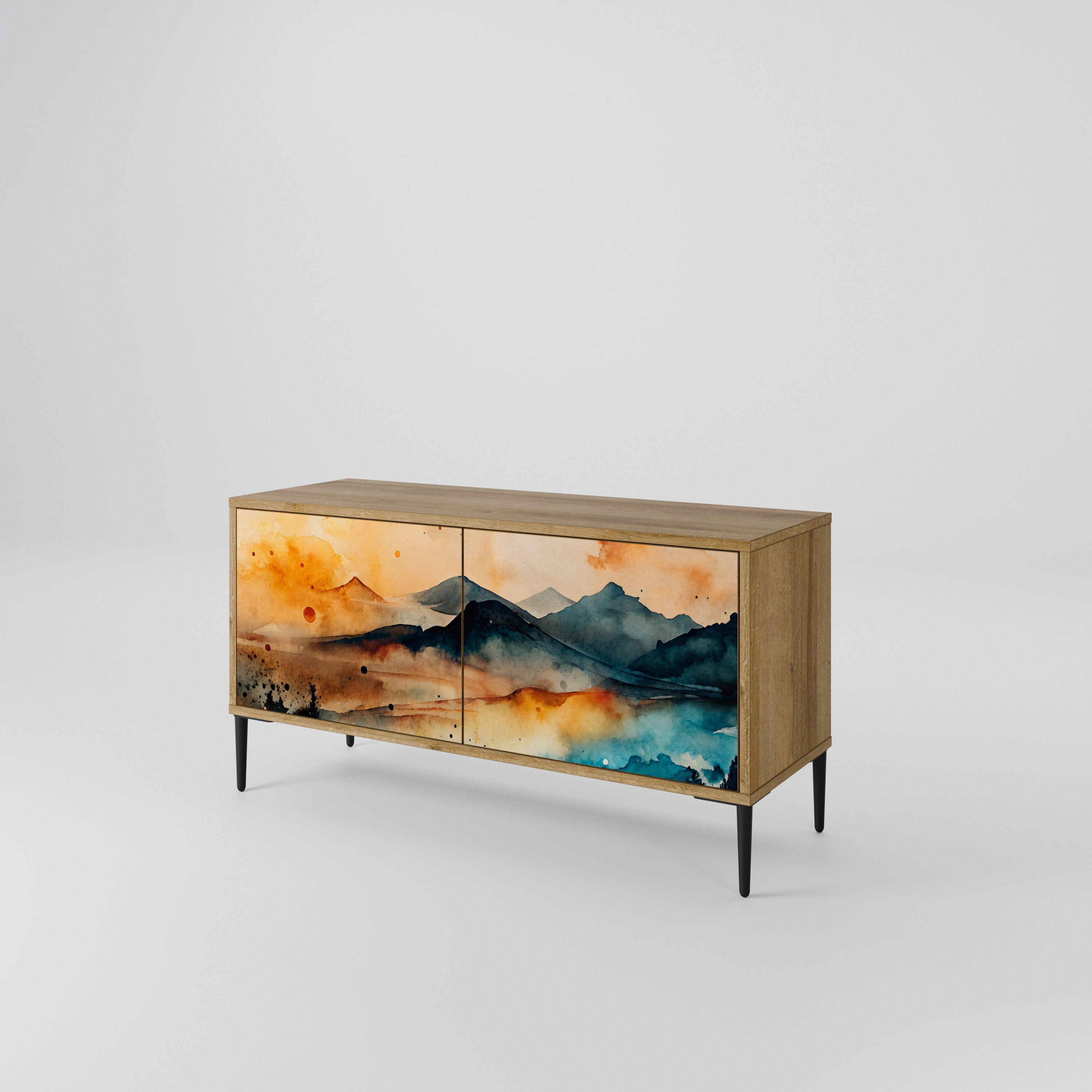 OMINOUS MOUNTAINS Kompakt TV-bänk med 2 dörrar
