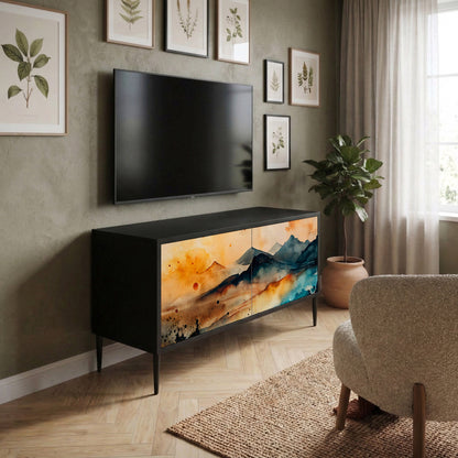 OMINOUS MOUNTAINS Kompakt TV-bänk med 2 dörrar