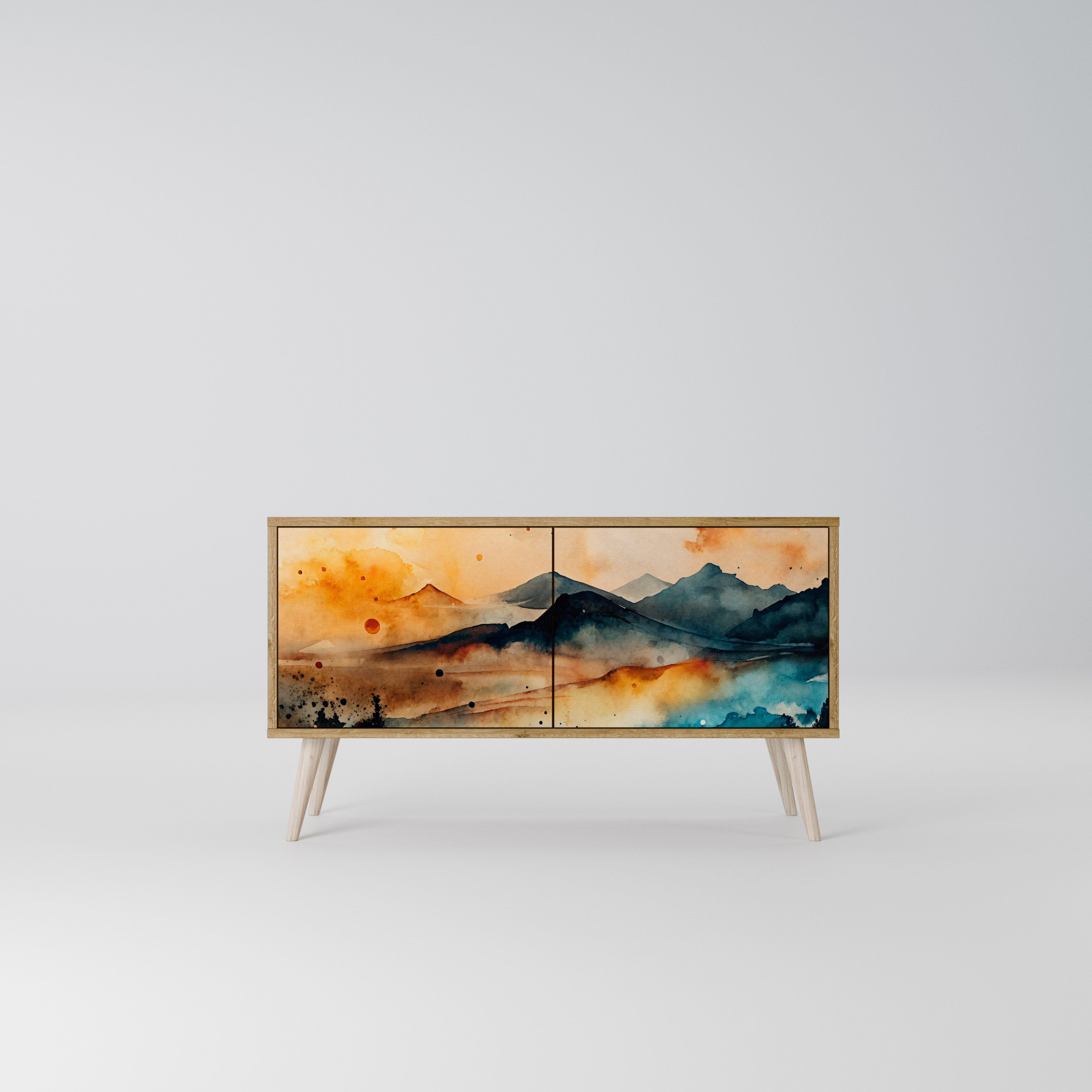 OMINOUS MOUNTAINS Kompakt TV-bänk med 2 dörrar