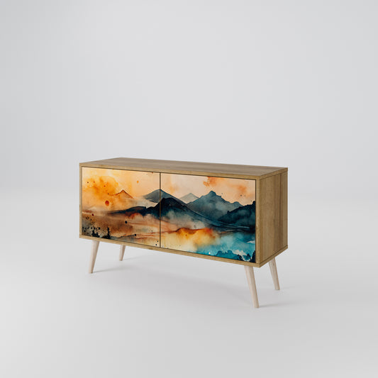 OMINOUS MOUNTAINS Kompakt TV-bänk med 2 dörrar