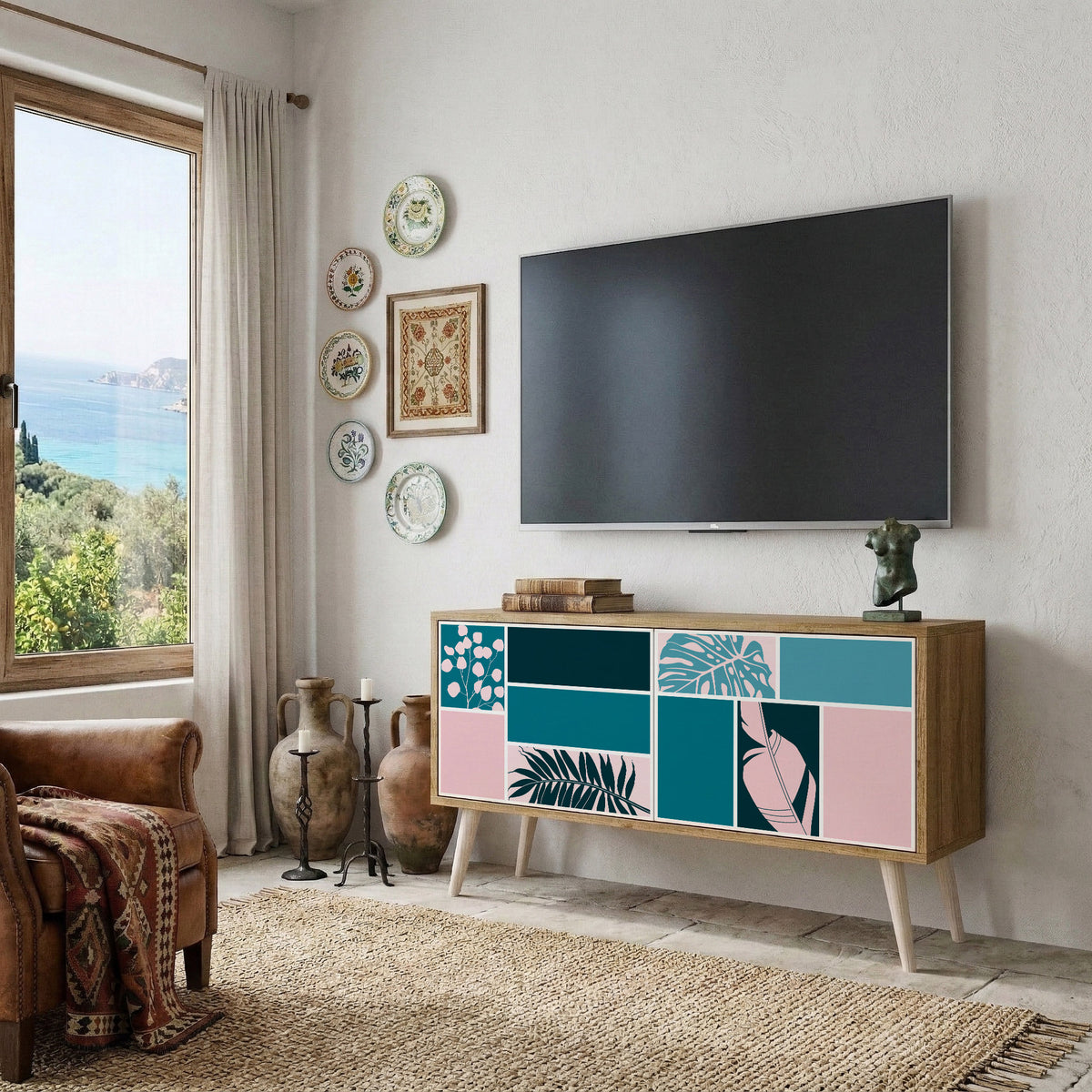 COMBINATION OF SHAPES Kompakt TV-bänk med 2 dörrar