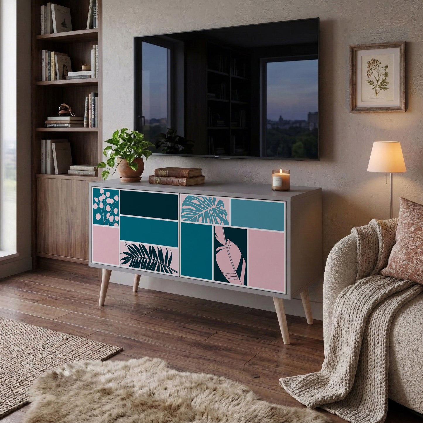 COMBINATION OF SHAPES Kompakt TV-bänk med 2 dörrar