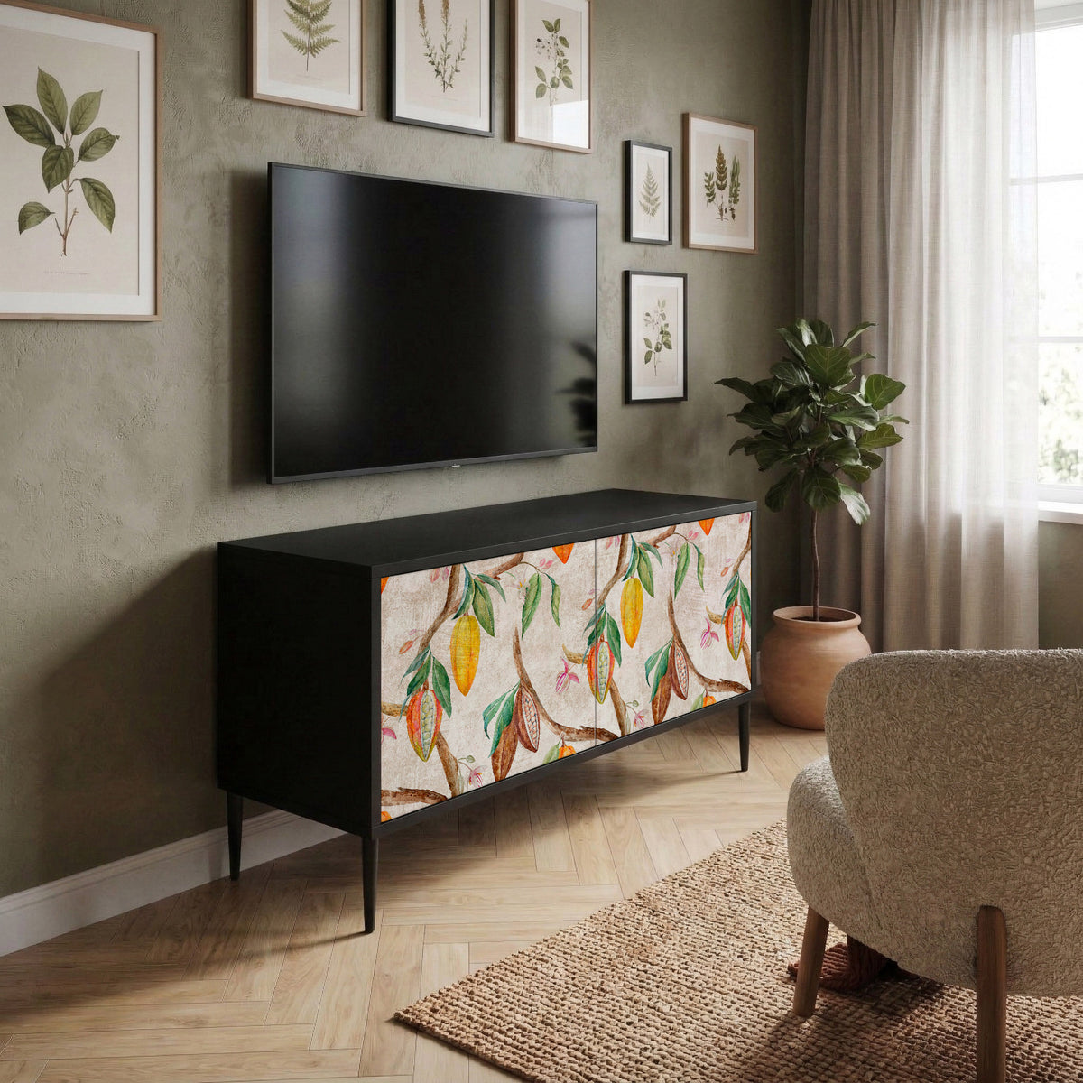 COCOA FRUITS Kompakt TV-bänk med 2 dörrar