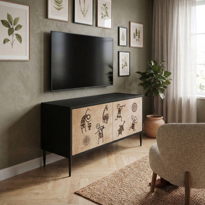 AFRICAN STYLE Kompakt TV-bänk med 2 dörrar