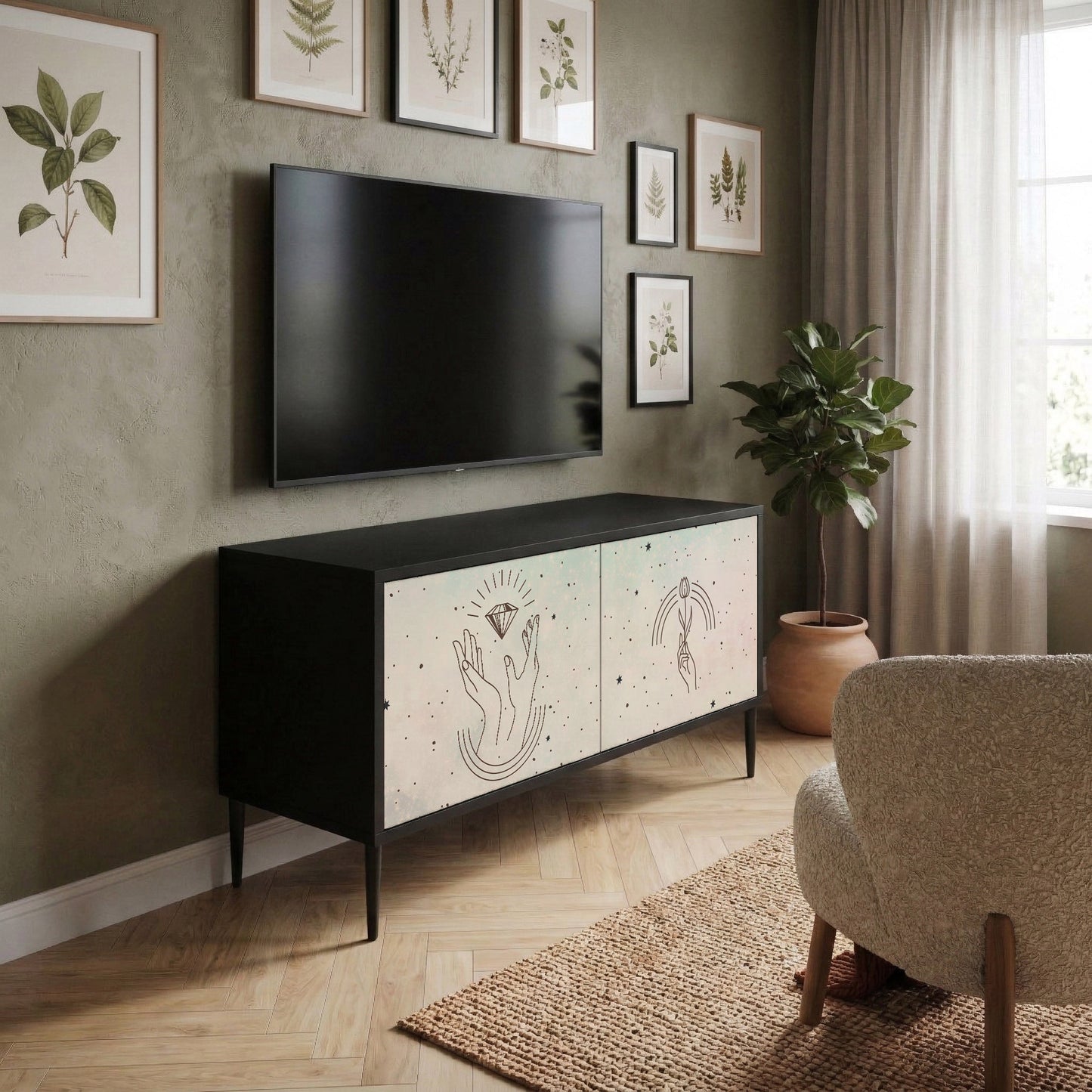DELICATE BEAUTY Kompakt TV-bänk med 2 dörrar