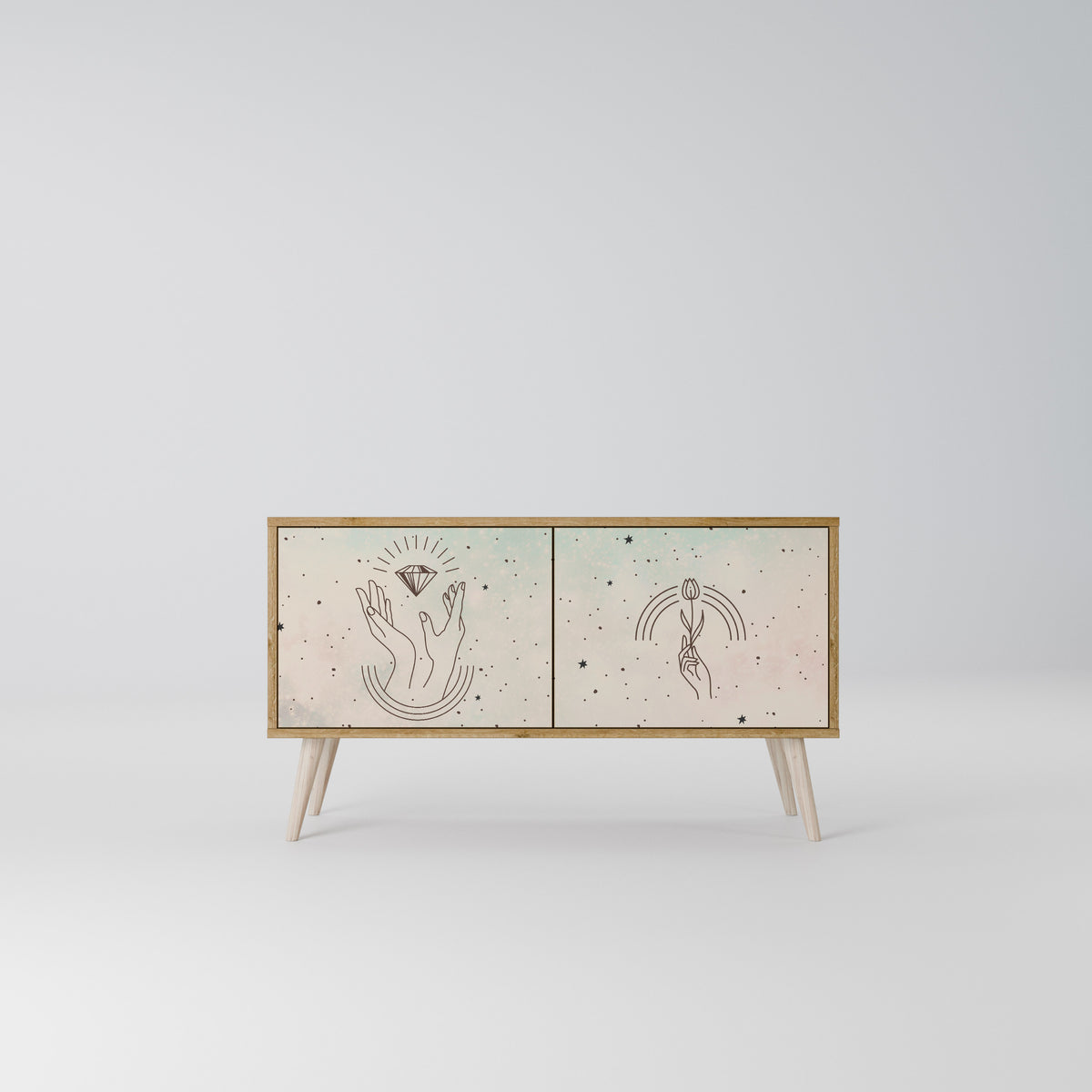 DELICATE BEAUTY Kompakt TV-bänk med 2 dörrar