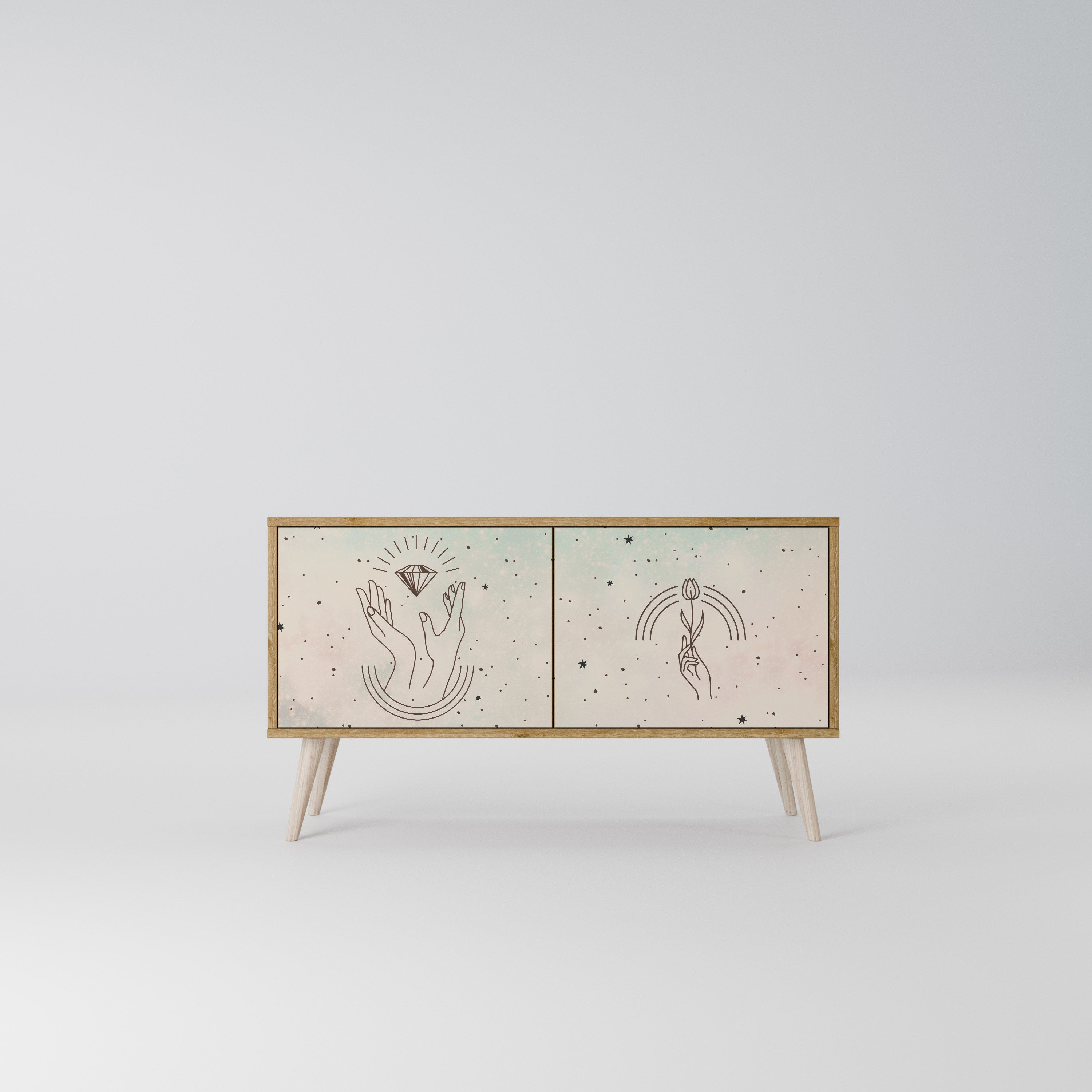 DELICATE BEAUTY Kompakt TV-bänk med 2 dörrar