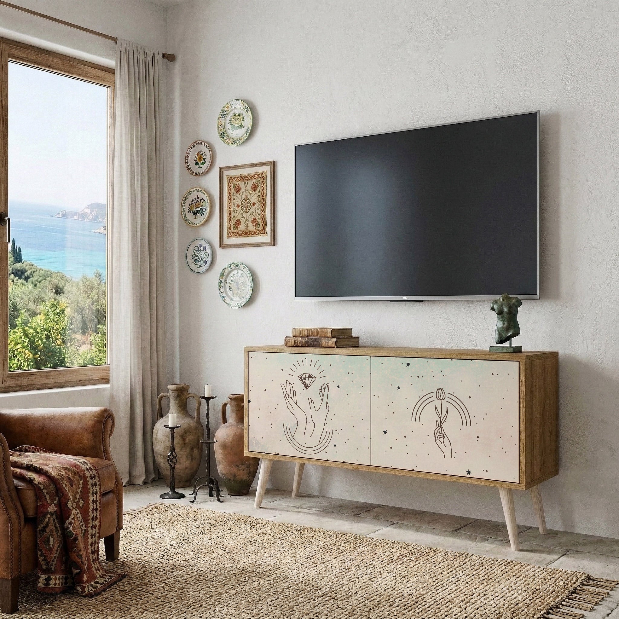 DELICATE BEAUTY Kompakt TV-bänk med 2 dörrar