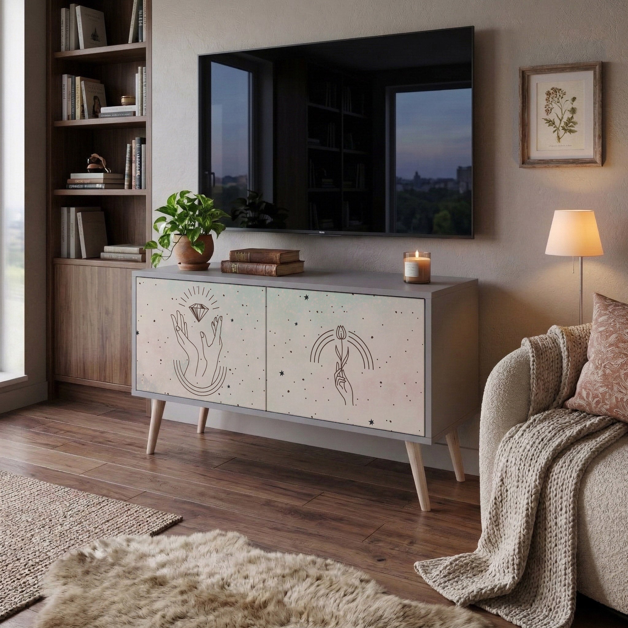 DELICATE BEAUTY Kompakt TV-bänk med 2 dörrar
