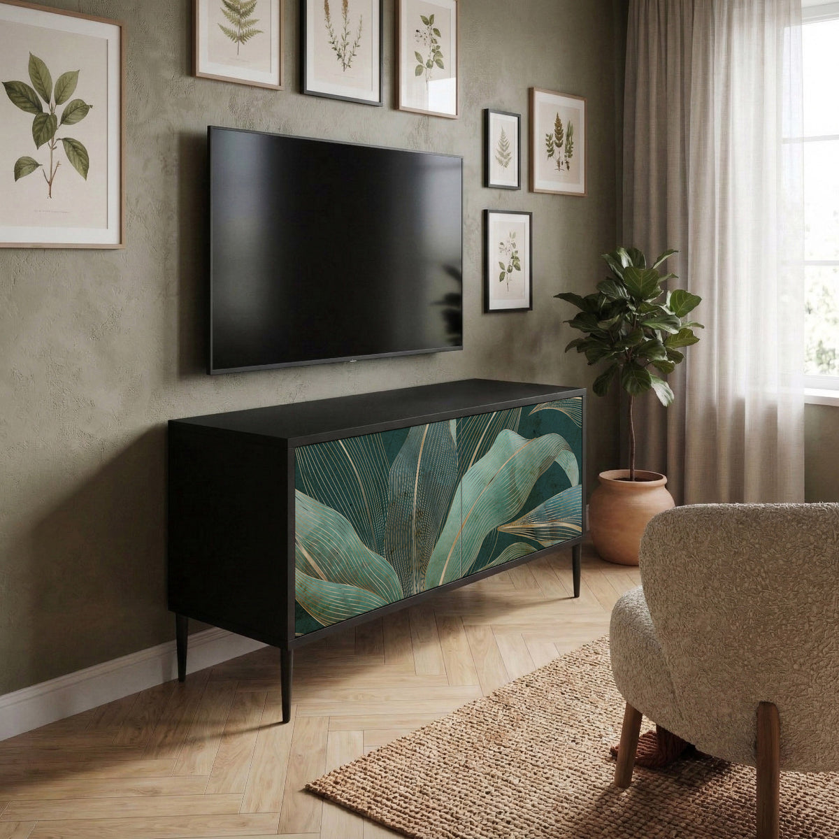 ROYAL GREEN Kompakt TV-bänk med 2 dörrar