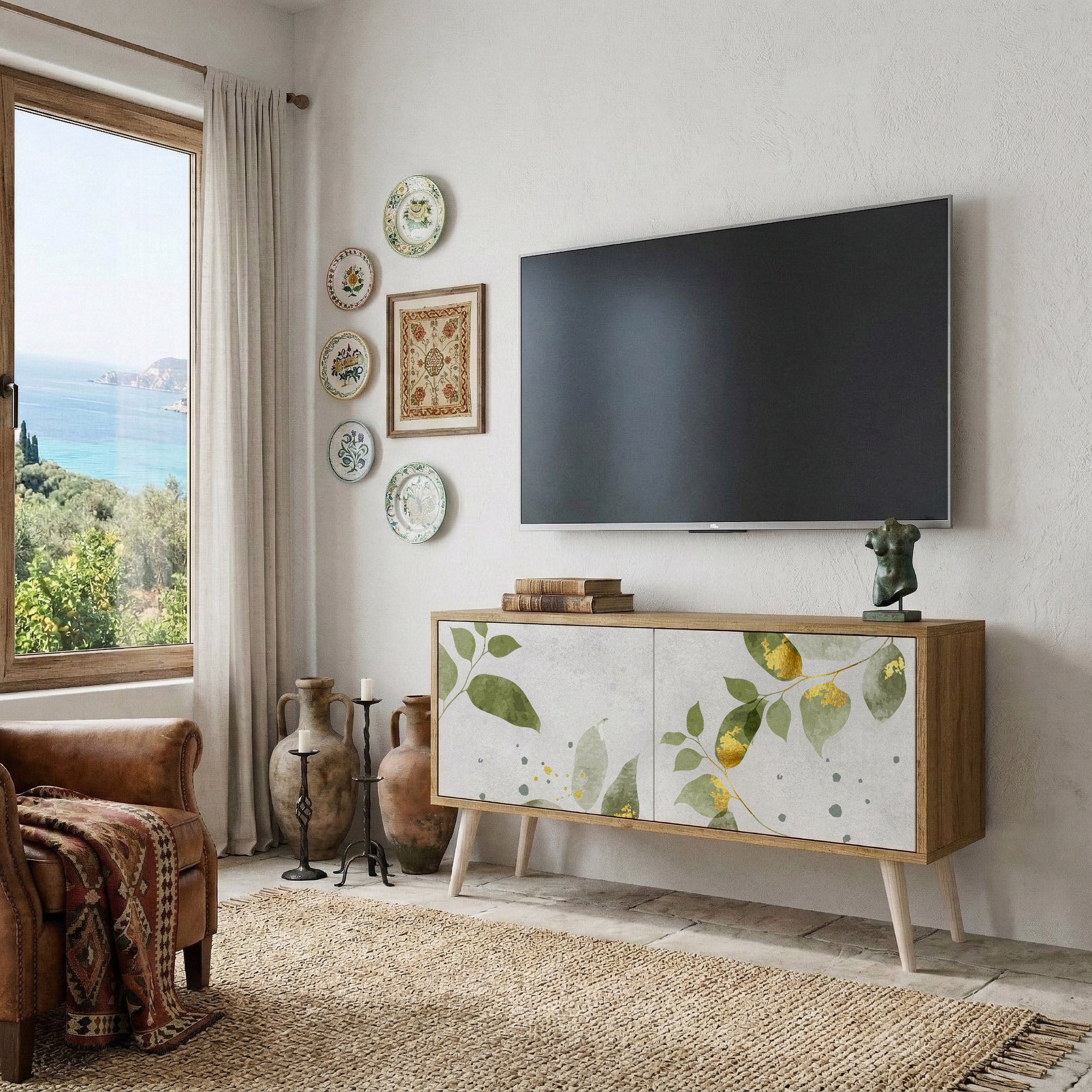 ELEGANT BOTANICS Kompakt TV-bänk med 2 dörrar