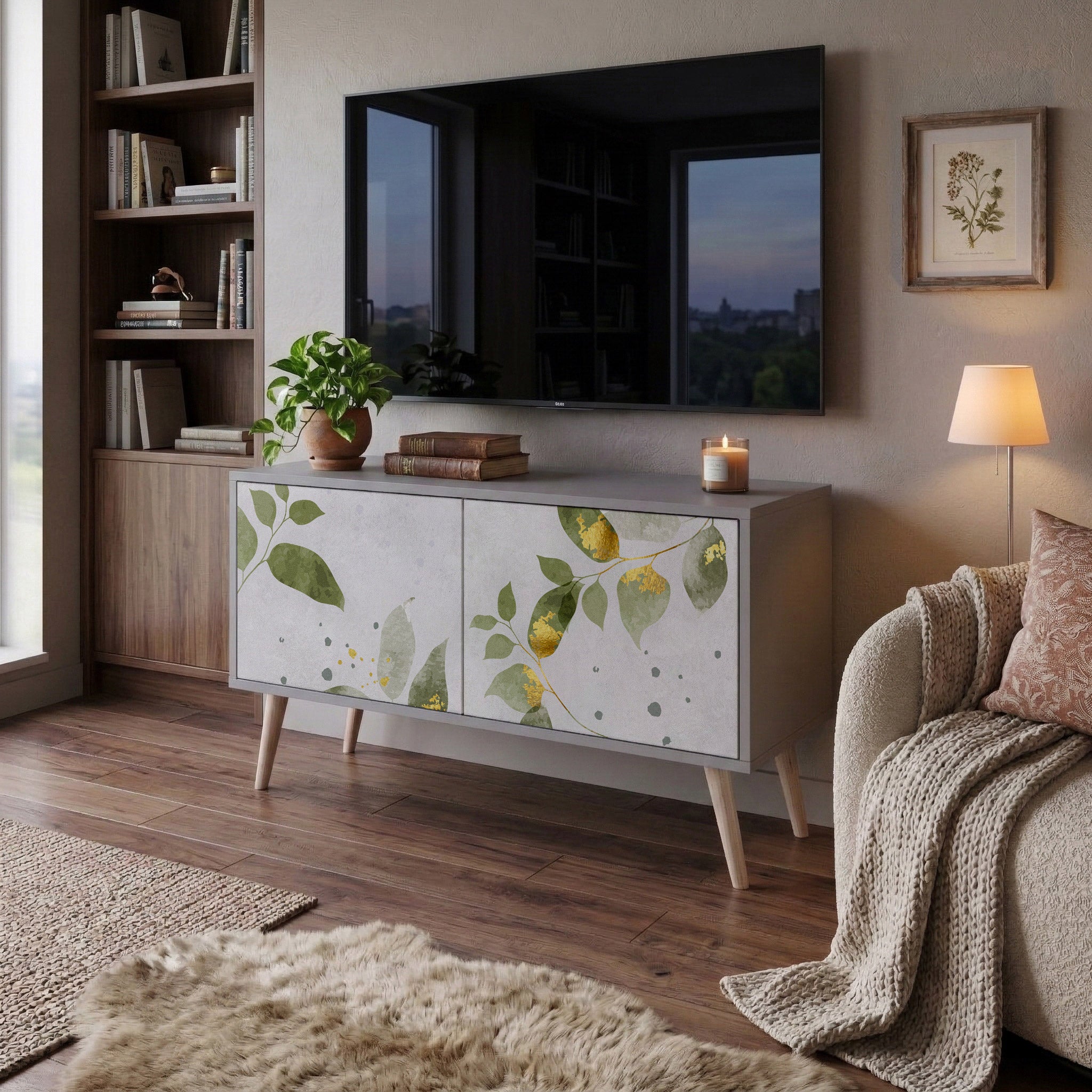 ELEGANT BOTANICS Kompakt TV-bänk med 2 dörrar