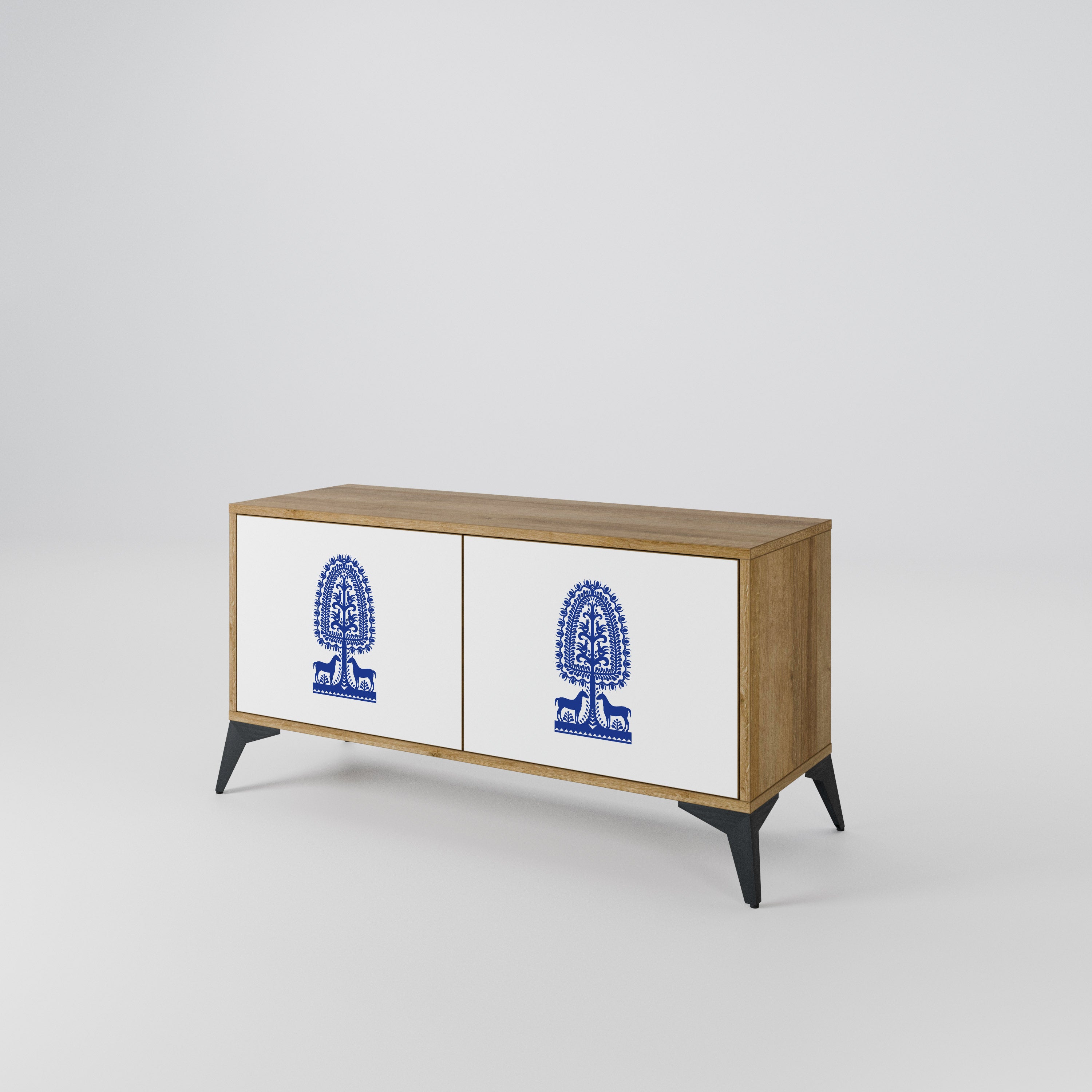 POLISH FOLK ART Compact 2-Door TV Cabinet