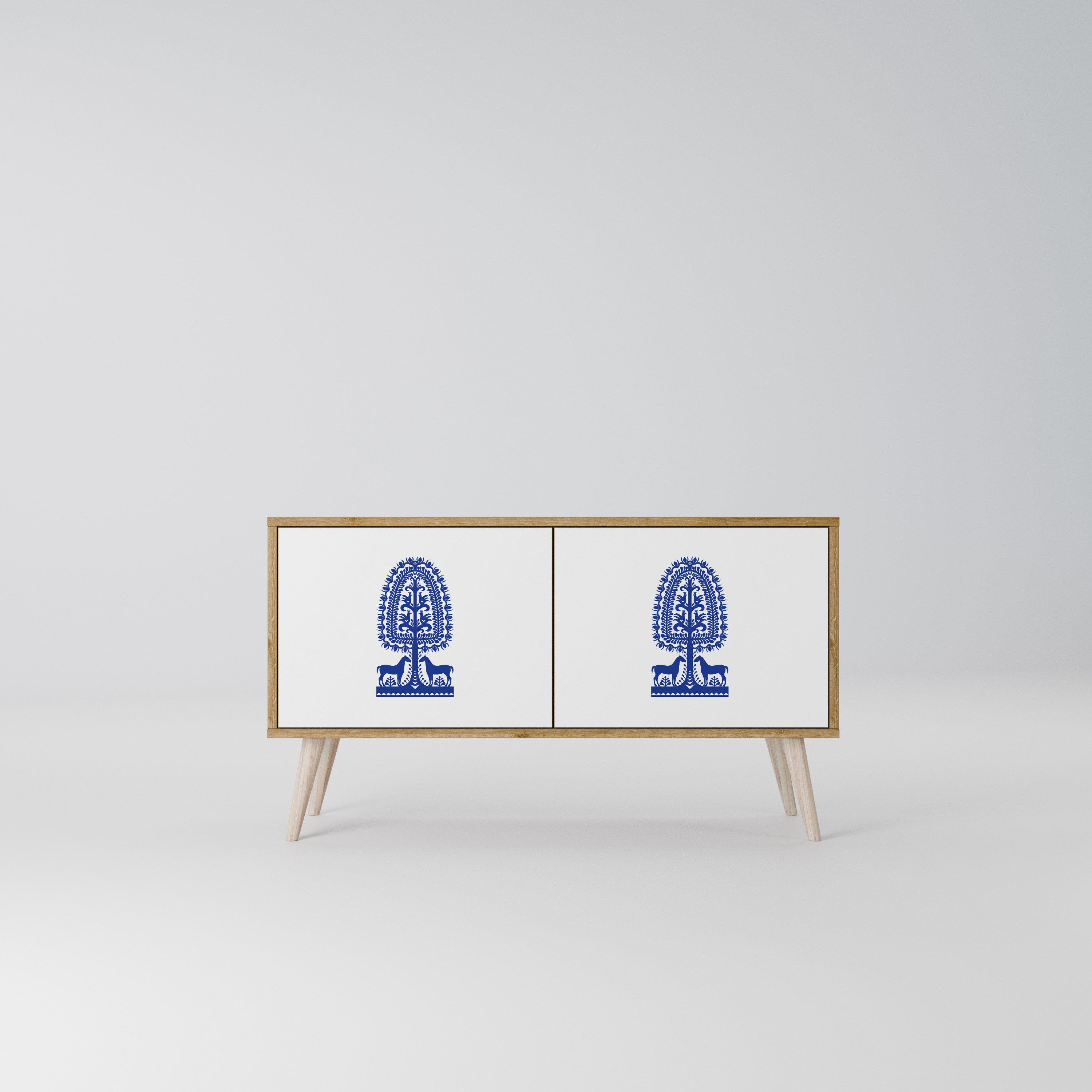 POLISH FOLK ART Kompakt TV-bänk med 2 dörrar