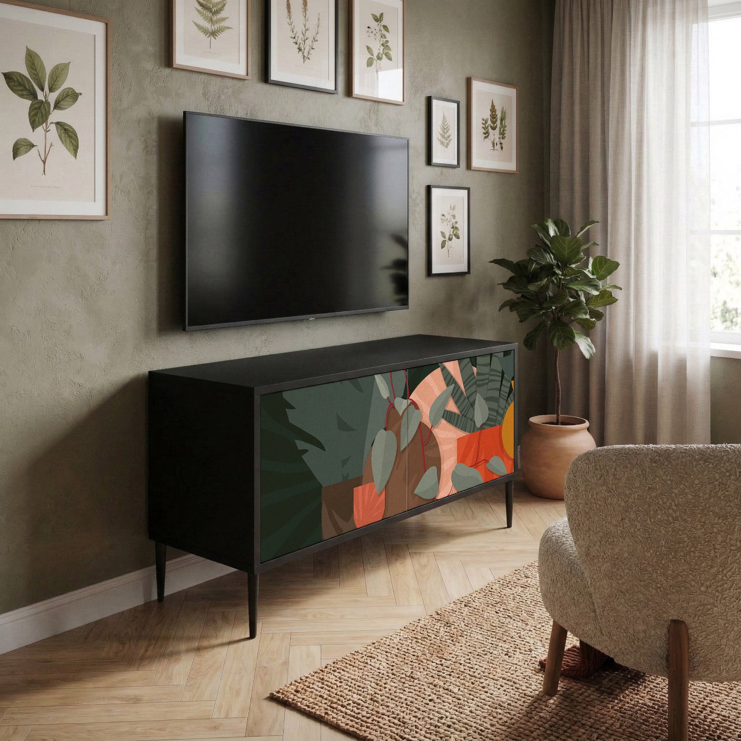 TROPICAL COMPOSITION Compact 2-Door TV Cabinet