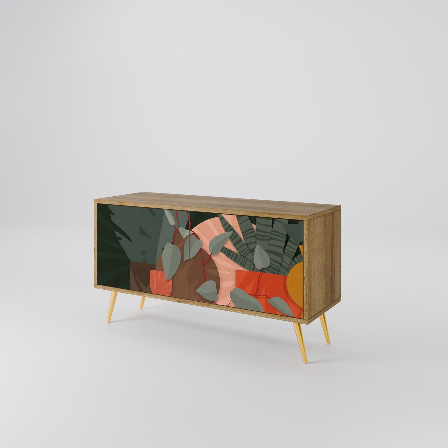 TROPICAL COMPOSITION Compact 2-Door TV Cabinet