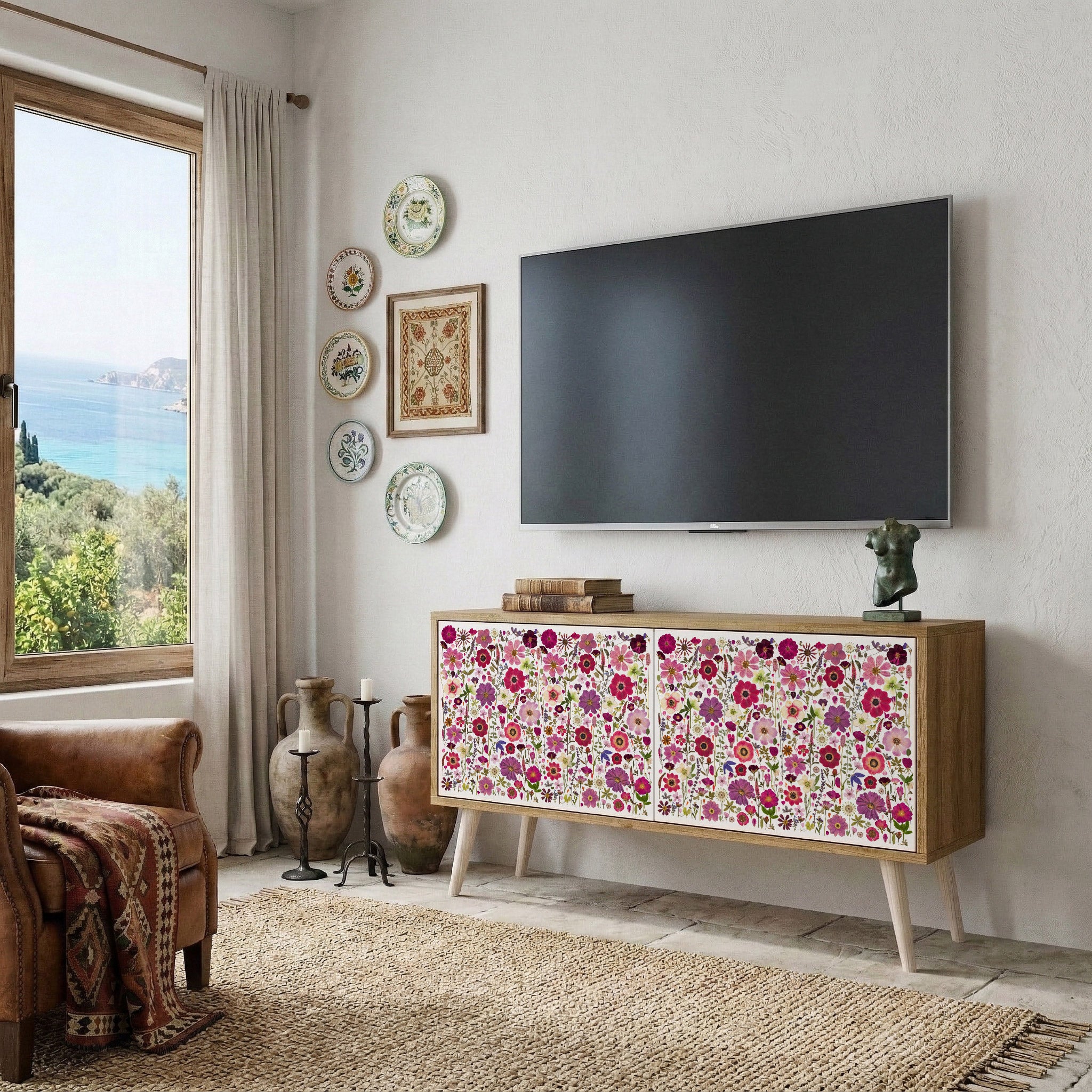 PETAL GARDEN Compact 2-Door TV Cabinet