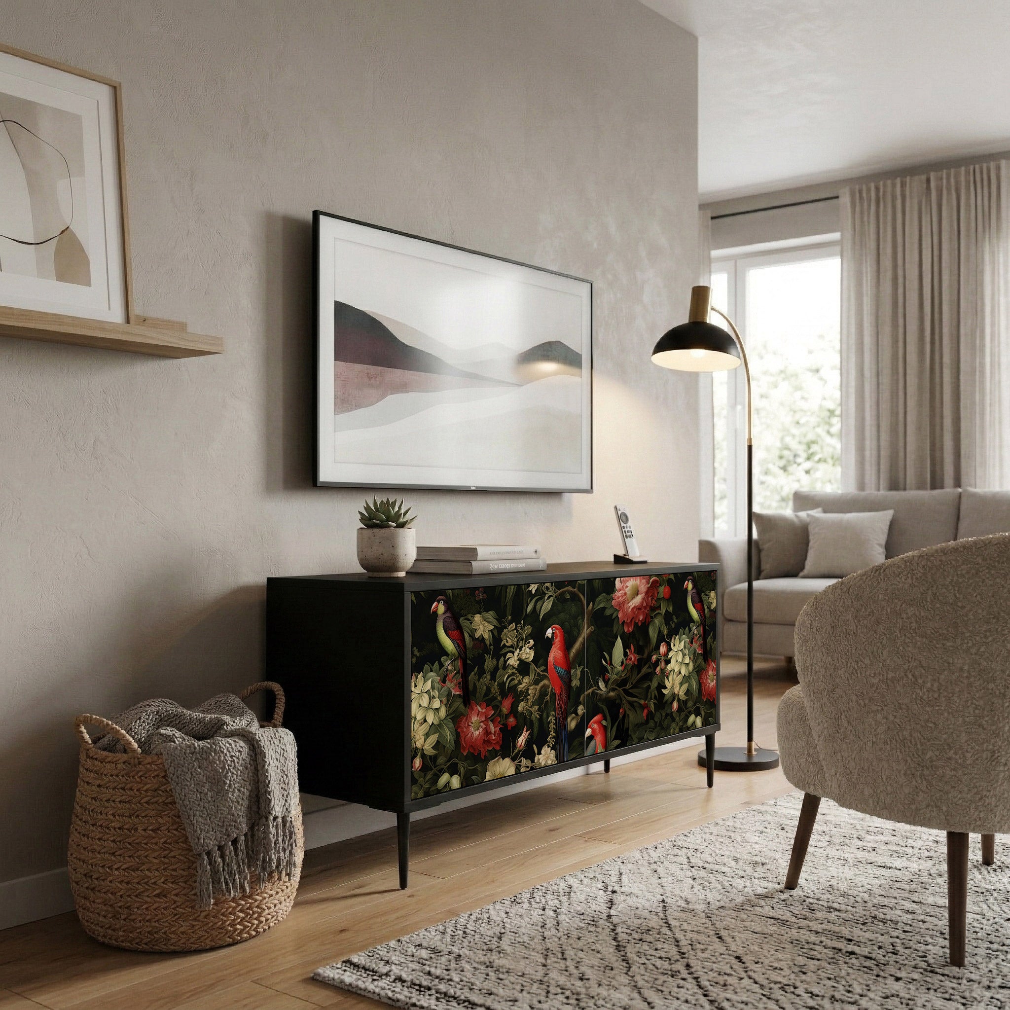 FLORAL FANTASIA Kompakt TV-bänk med 2 dörrar