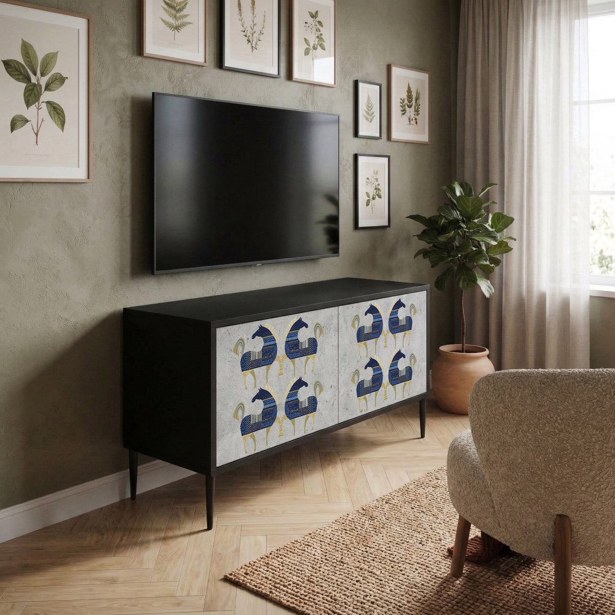 MAJESTIC STEED Kompakt TV-bänk med 2 dörrar