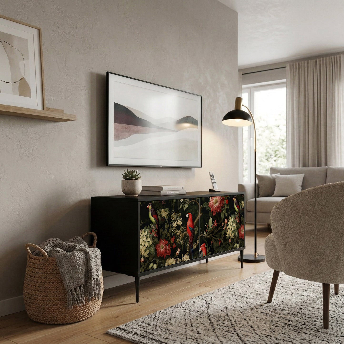 AVIAN GREENERY Kompakt TV-bänk med 2 dörrar